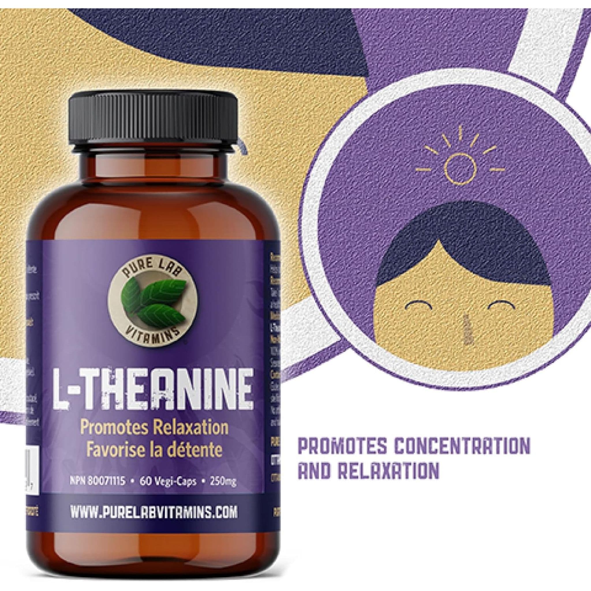 Pure Lab Vitamins L-Theanine 250mg, 60 Capsules - Image 6