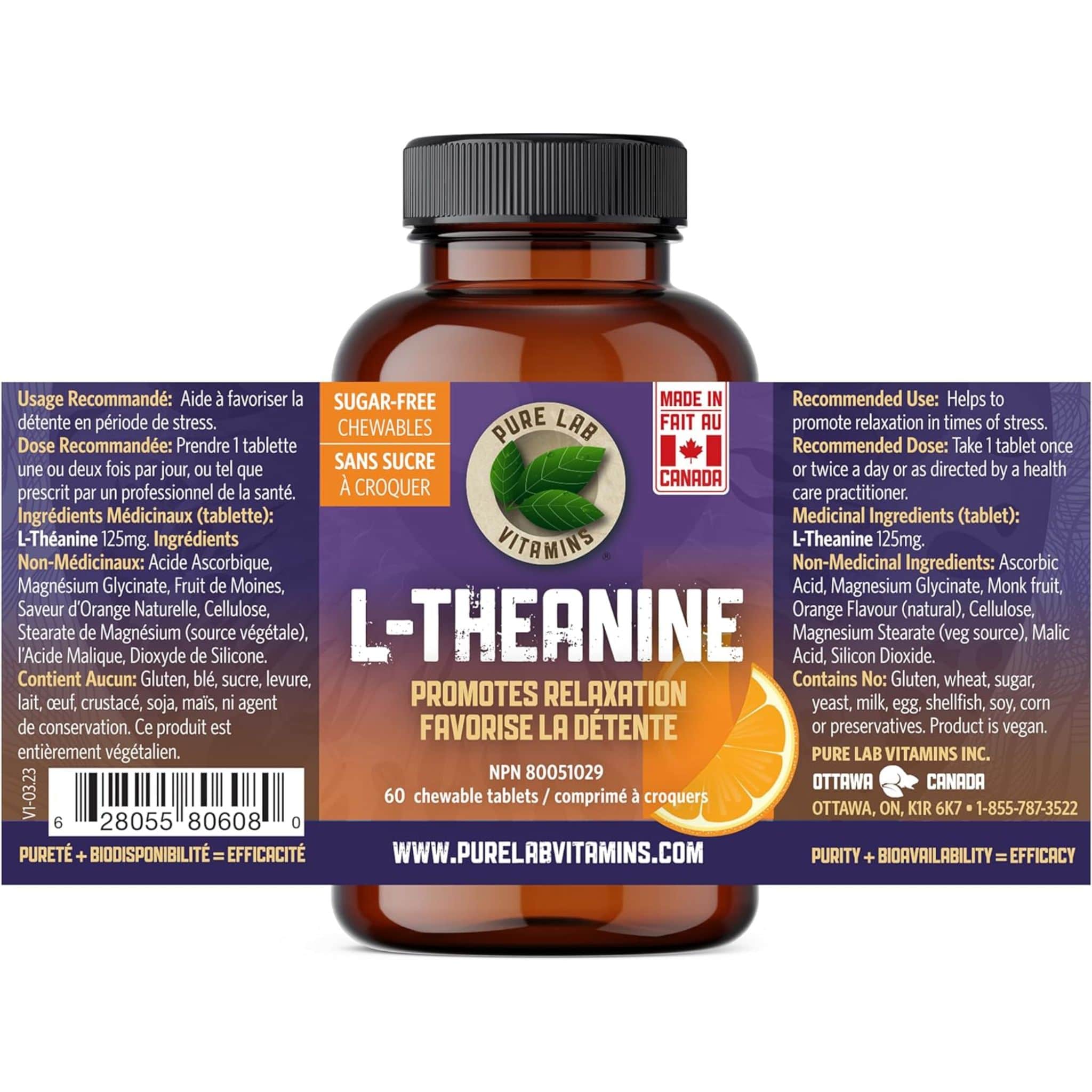 Pure Lab Vitamins L-Theanine Chewables 125mg, 60 Chewable Tablets - Image 2