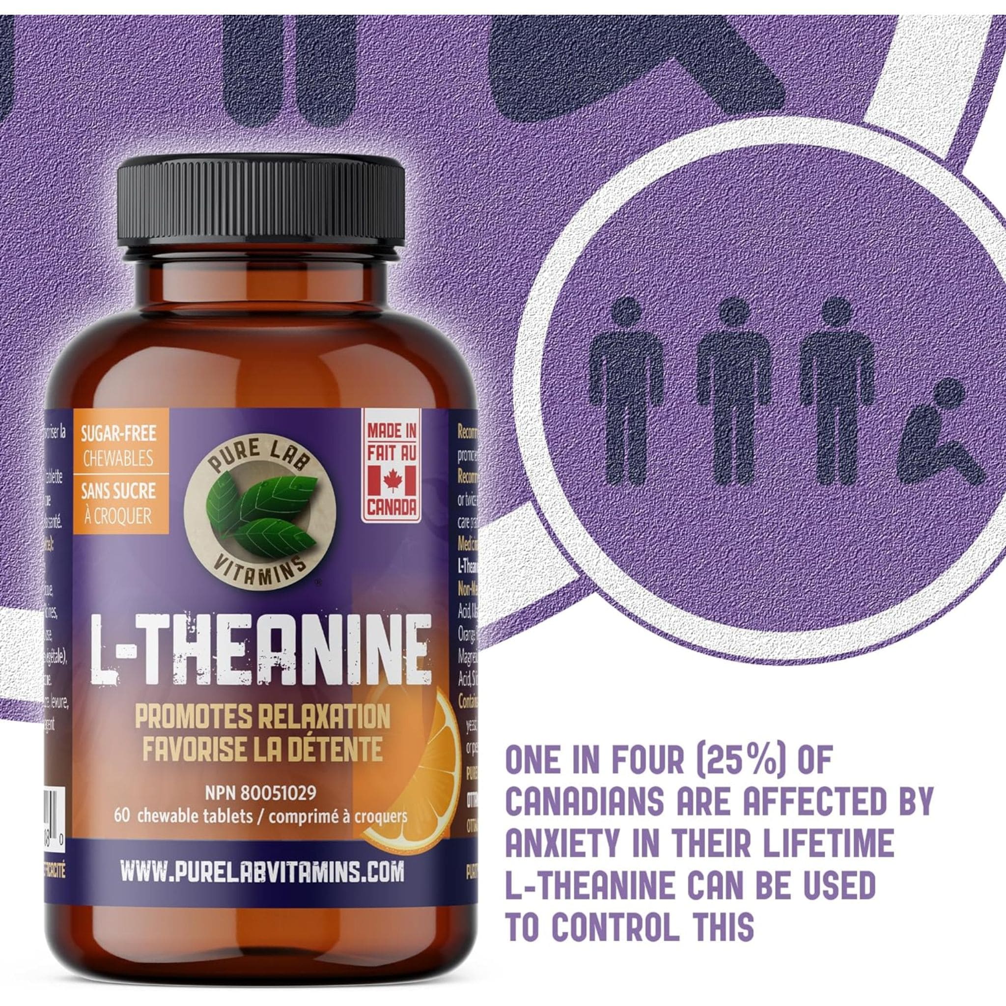 Pure Lab Vitamins L-Theanine Chewables 125mg, 60 Chewable Tablets - Image 5