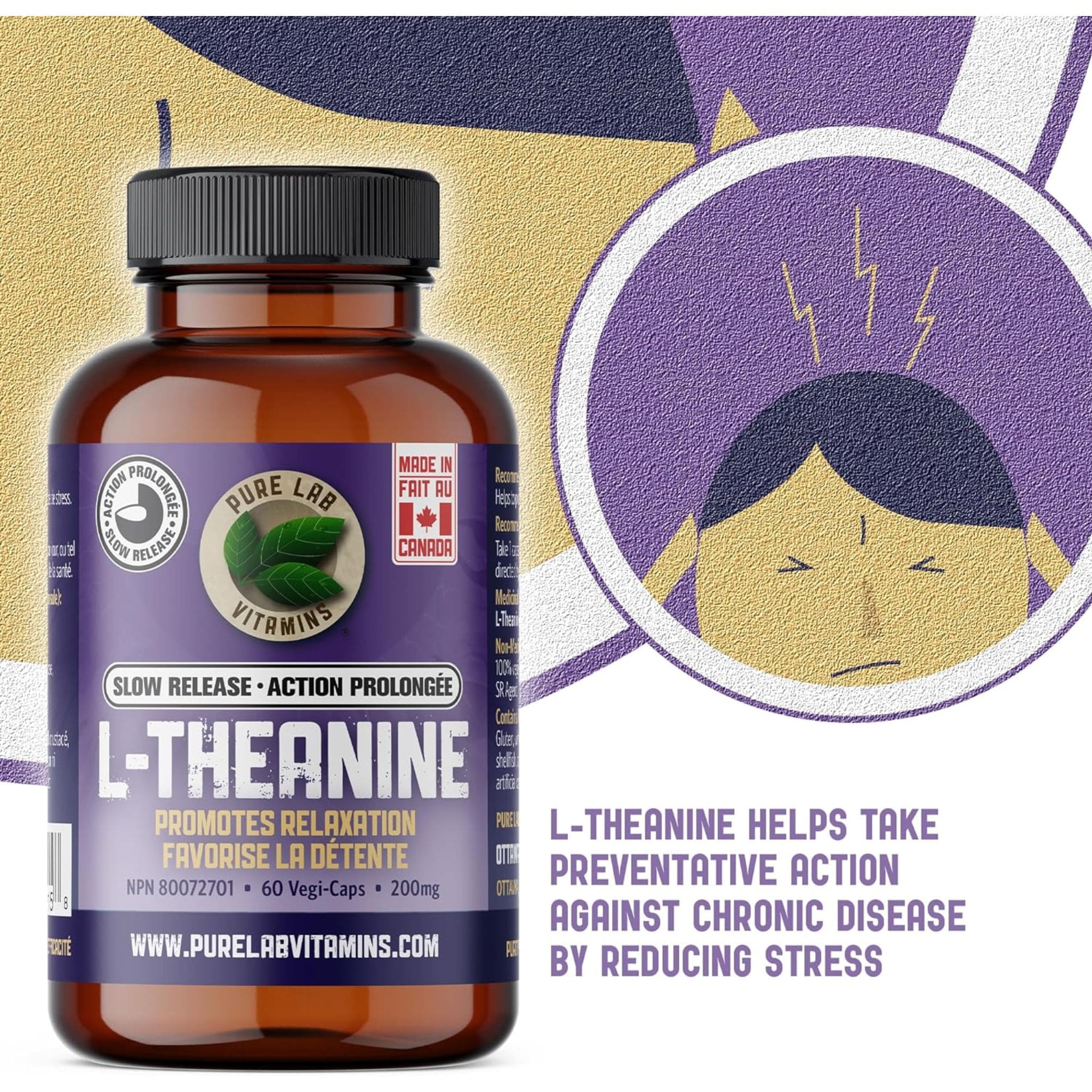 Pure Lab Vitamins L-Theanine 200mg Slow Release - Image 11