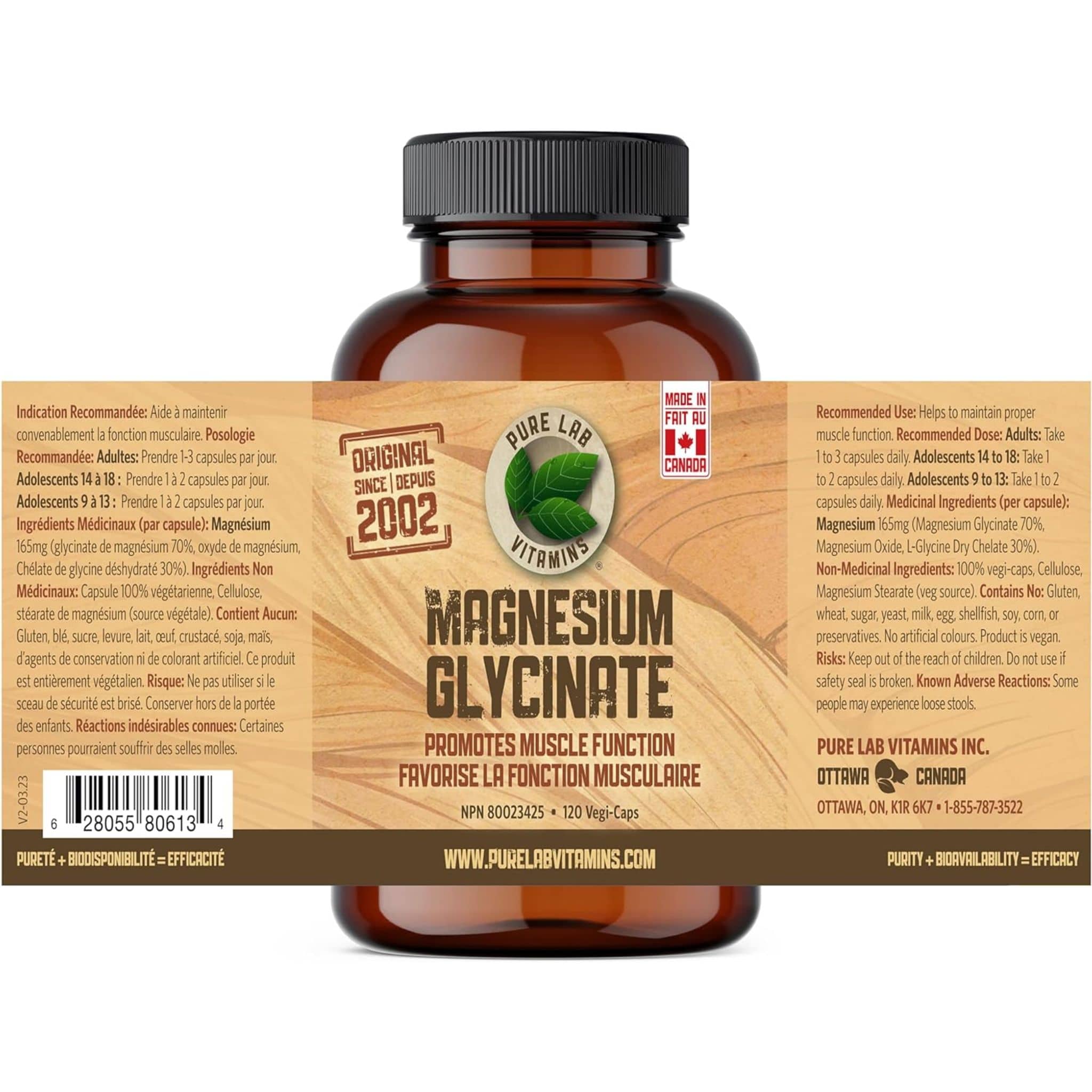 Pure Lab Vitamins Magnesium Glycinate 165mg Capsules - Image 2