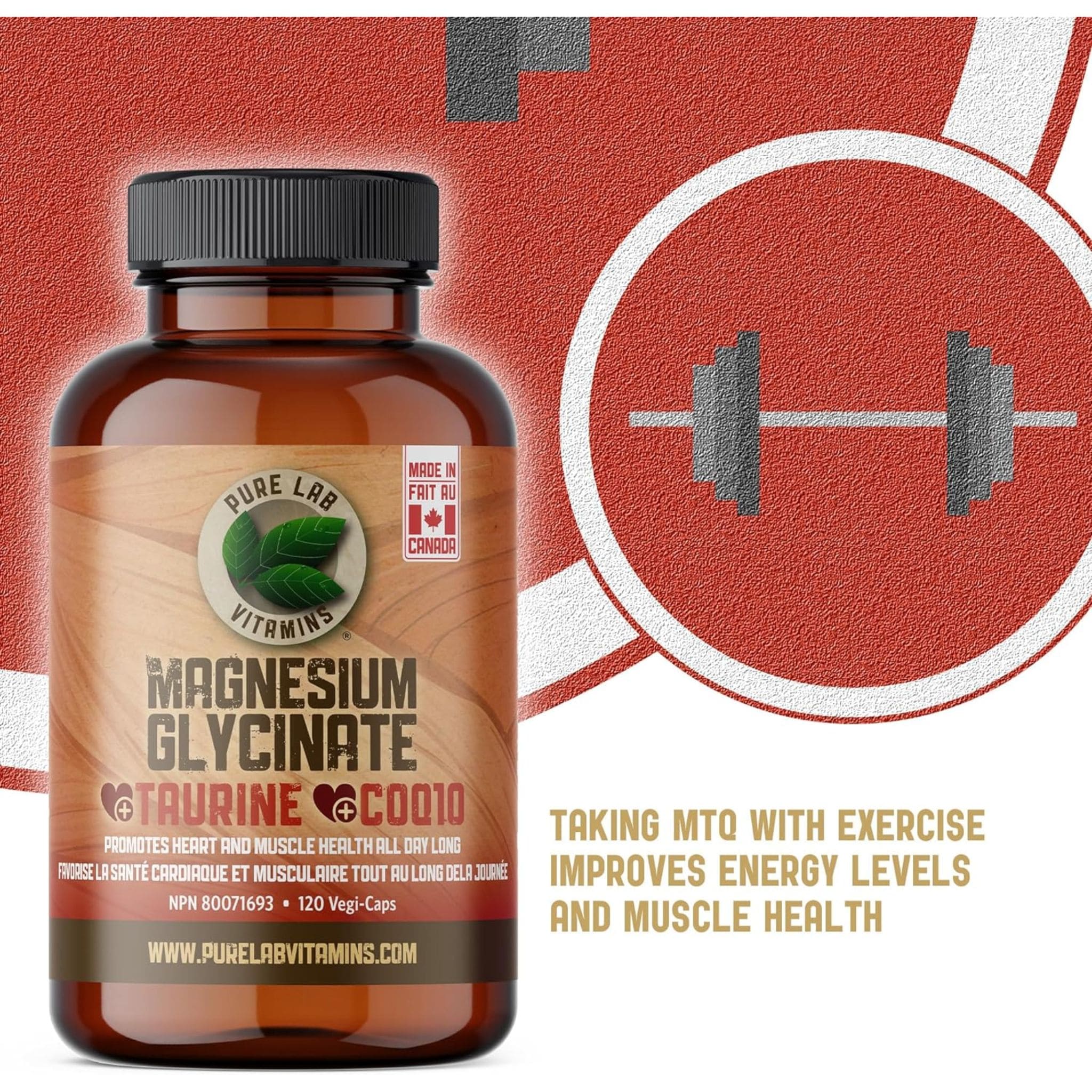 Pure Lab Vitamins Magnesium + Taurine + CoQ10, 120 Capsules - Image 5
