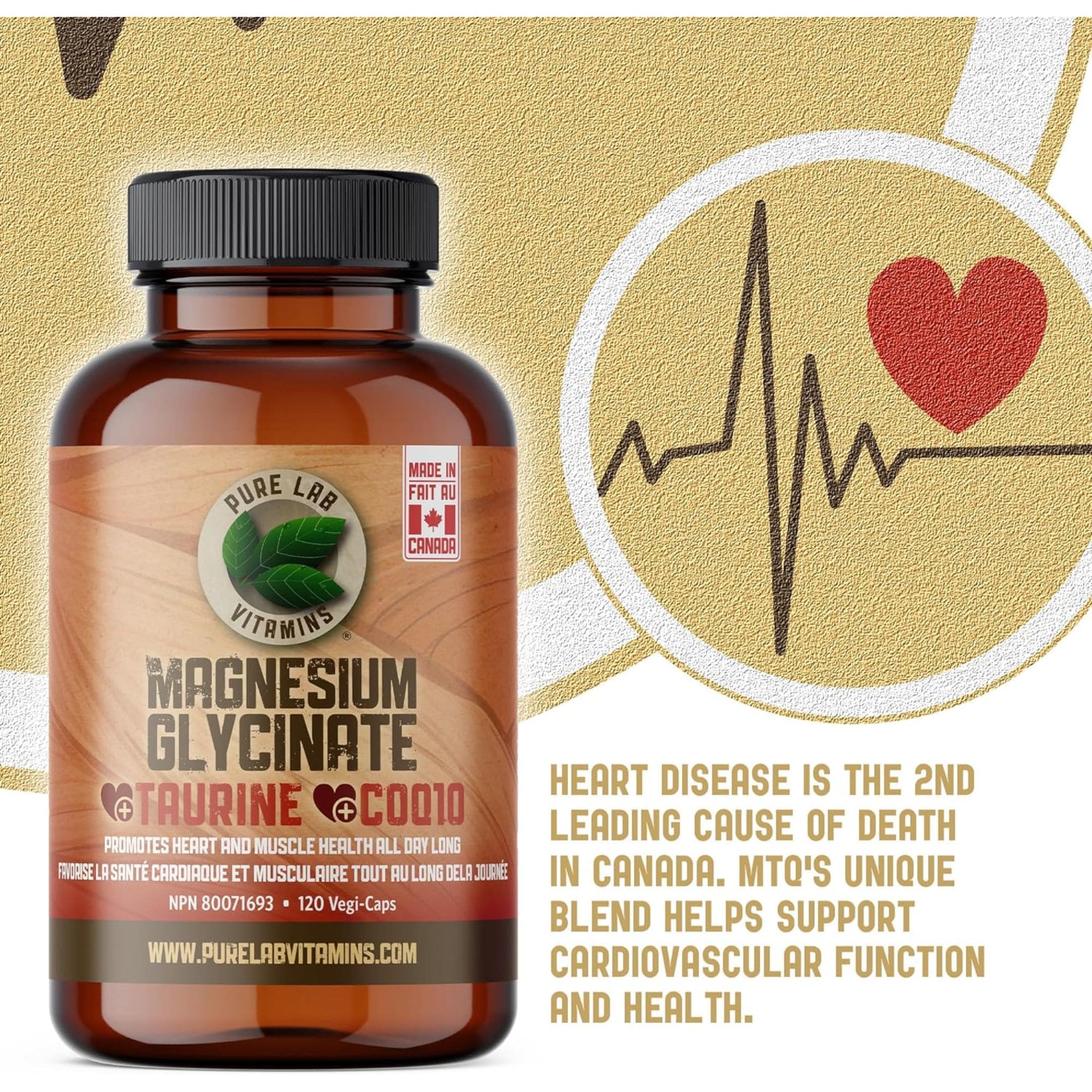 Pure Lab Vitamins Magnesium + Taurine + CoQ10, 120 Capsules - Image 7