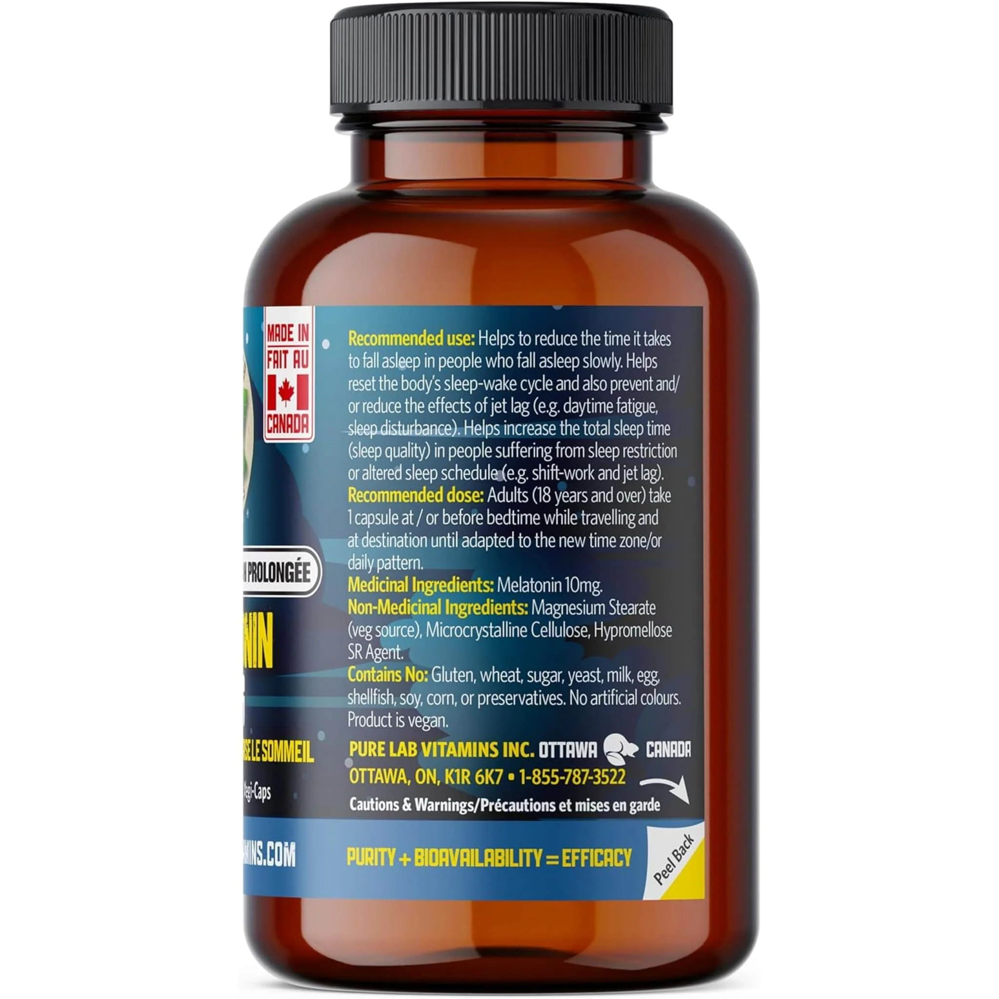 Pure Lab Vitamins Melatonin 10mg Slow Release, 60 Capsules - Image 3