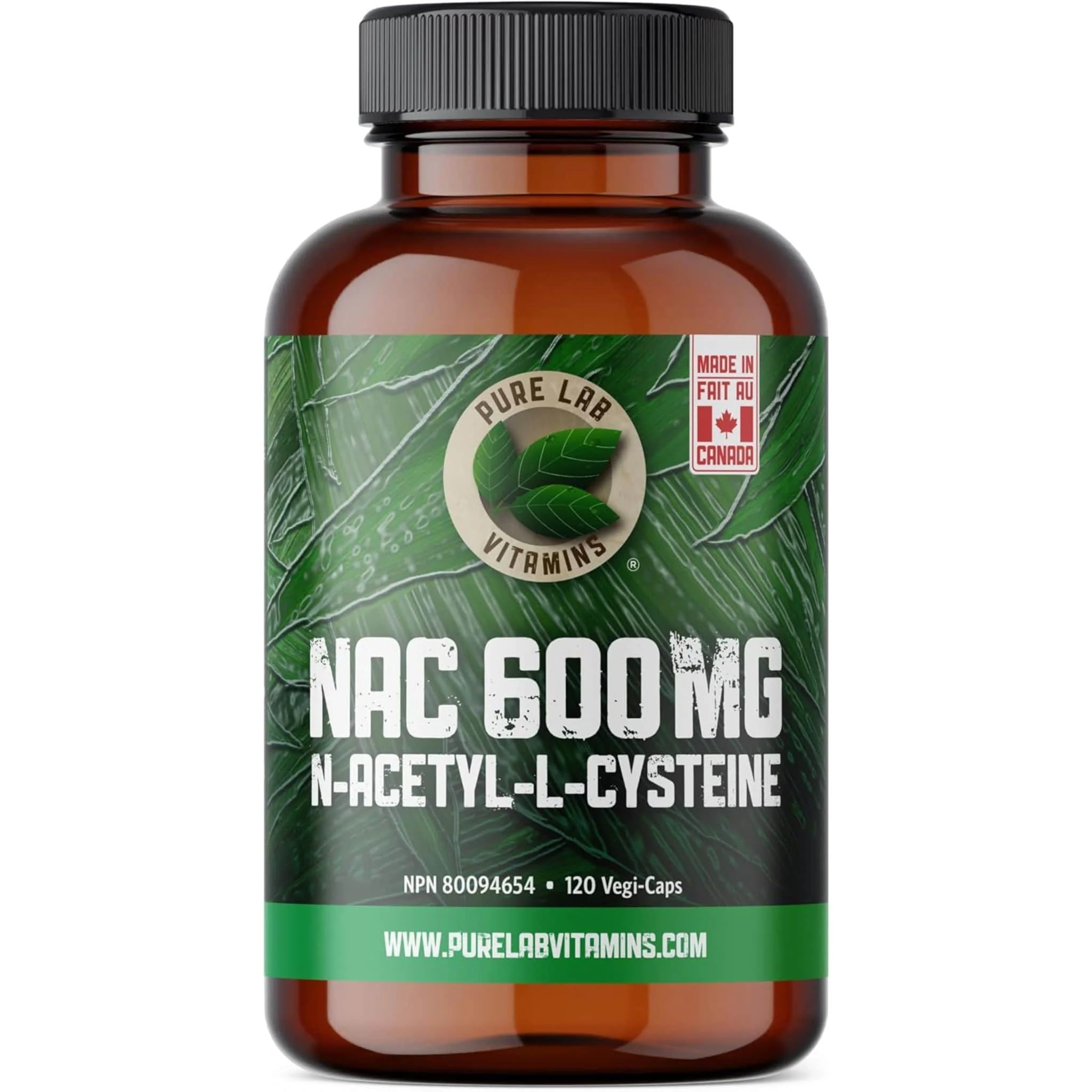 Pure Lab Vitamins NAC 600mg, 120 Vegetable Capsules