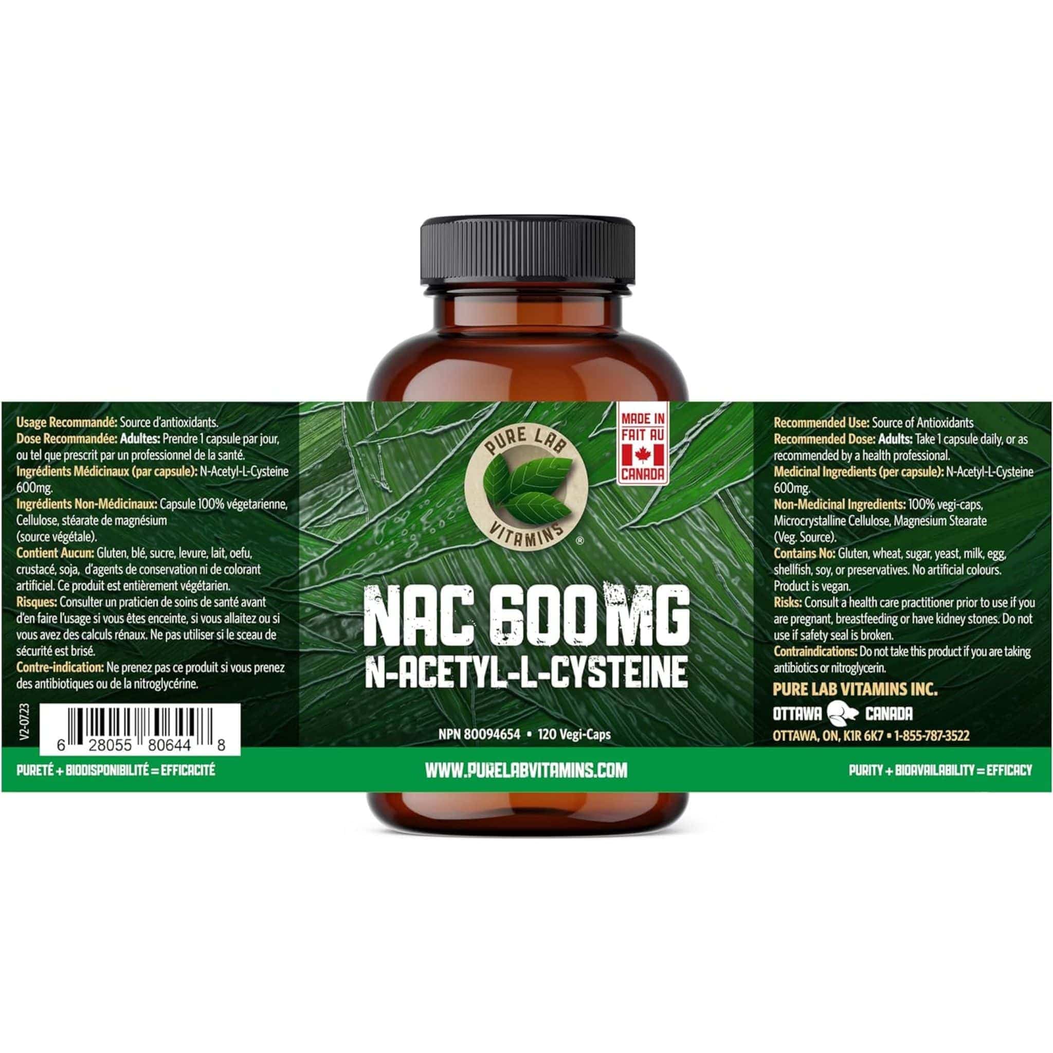 Pure Lab Vitamins NAC 600mg, 120 Vegetable Capsules - Image 4