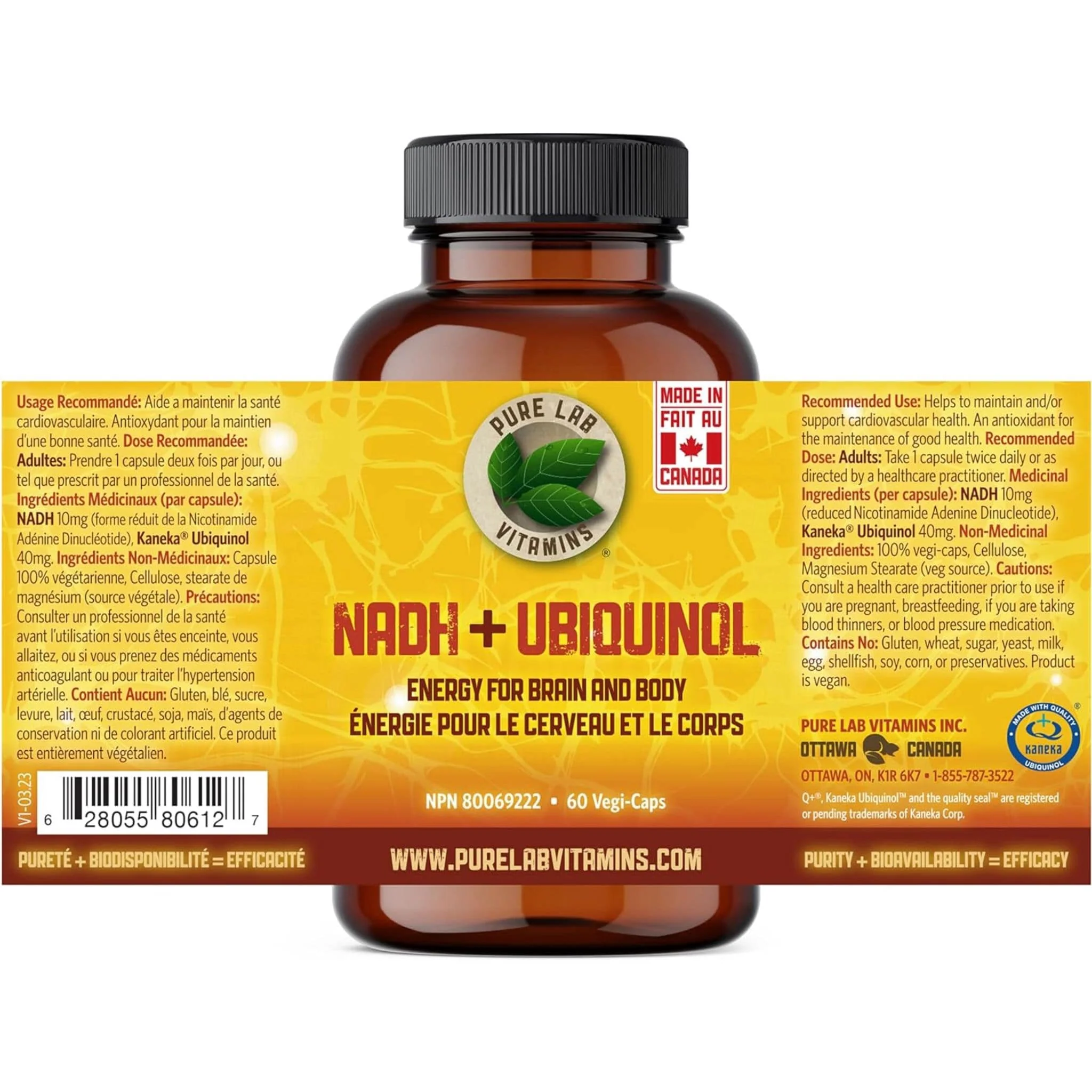 Pure Lab Vitamins NADH + Ubiquinol, 60 Capsules - Image 2