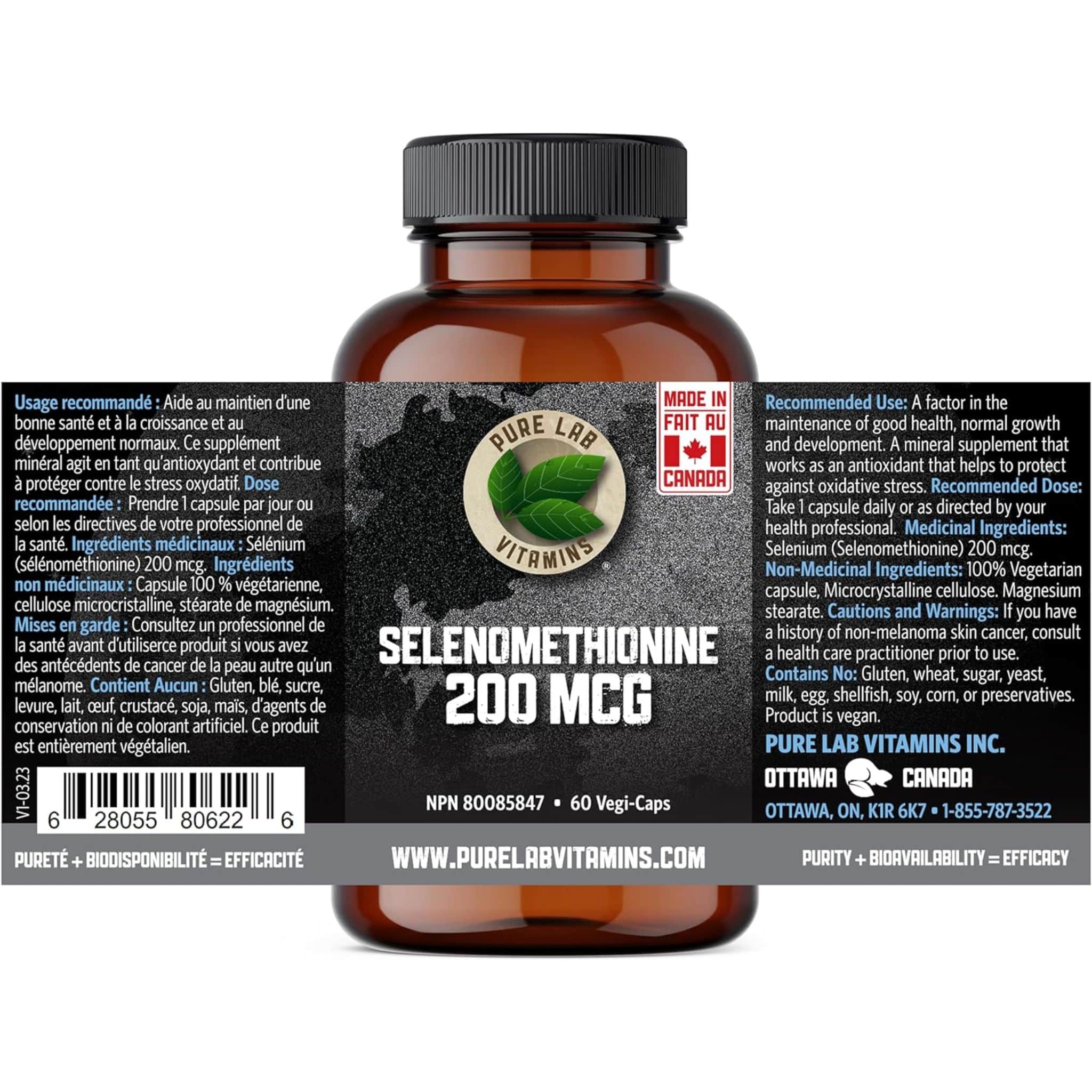 Pure Lab Vitamins Selenomethionine 200mcg Selenium, Higher Bioavailability, 60 Capsules - Image 4