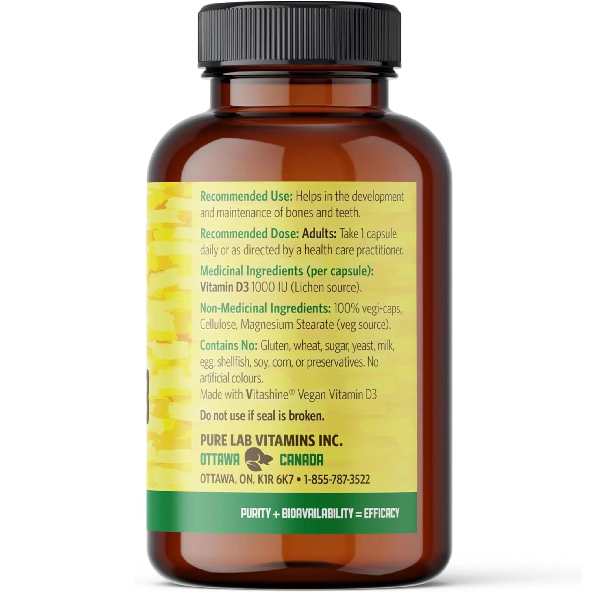 Pure Lab Vitamins Vegan Vitamins D3 1000IU, 240 Capsules - Image 3