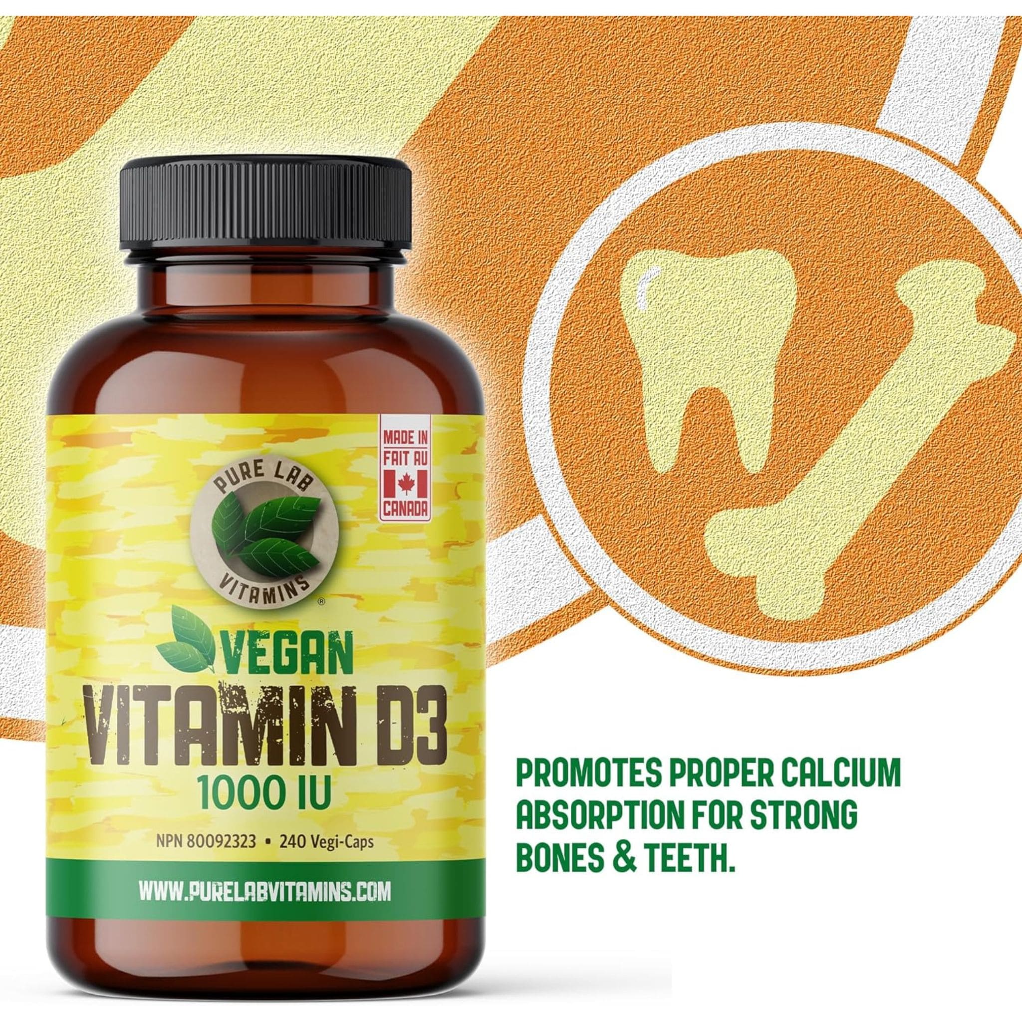 Pure Lab Vitamins Vegan Vitamins D3 1000IU, 240 Capsules - Image 5