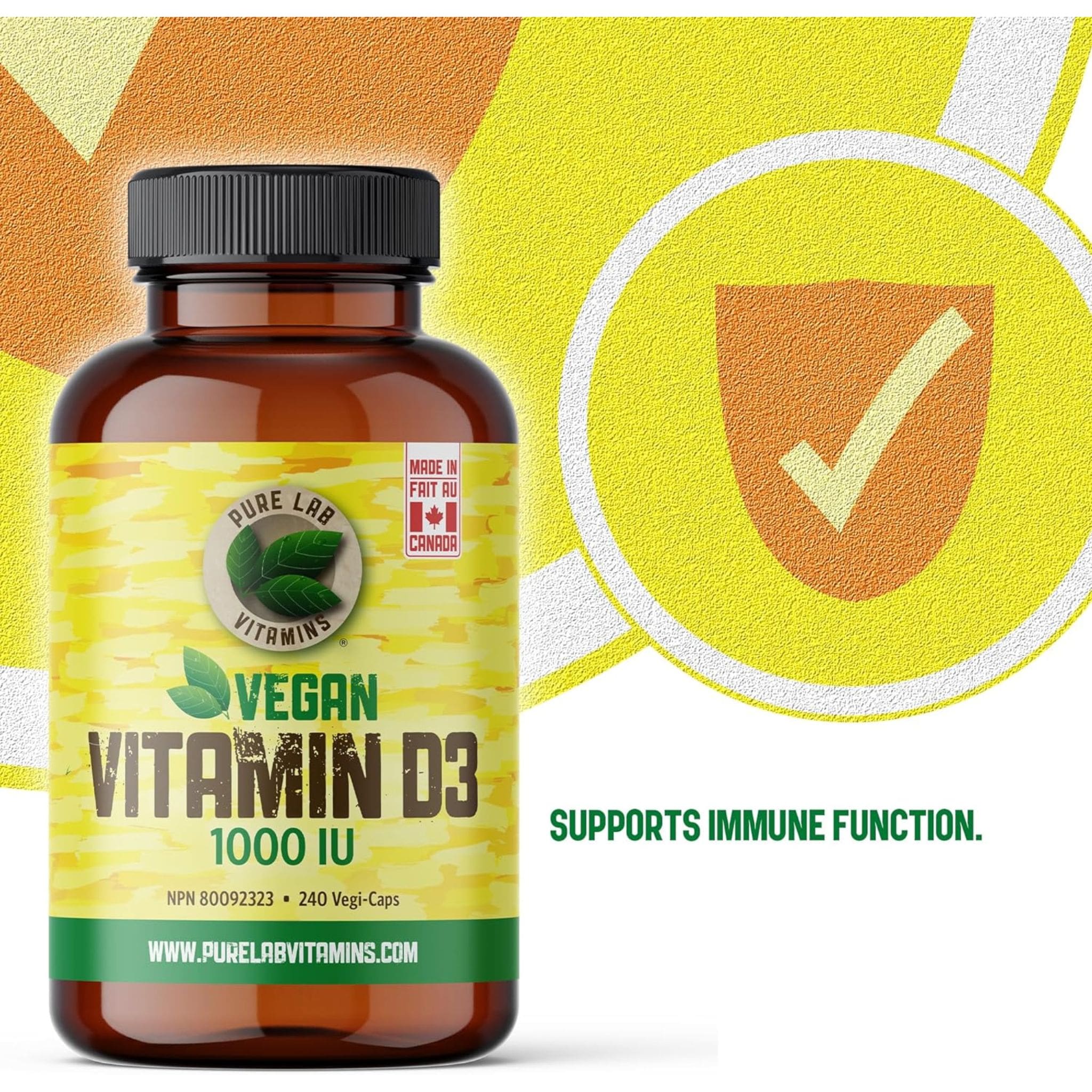Pure Lab Vitamins Vegan Vitamins D3 1000IU, 240 Capsules - Image 6