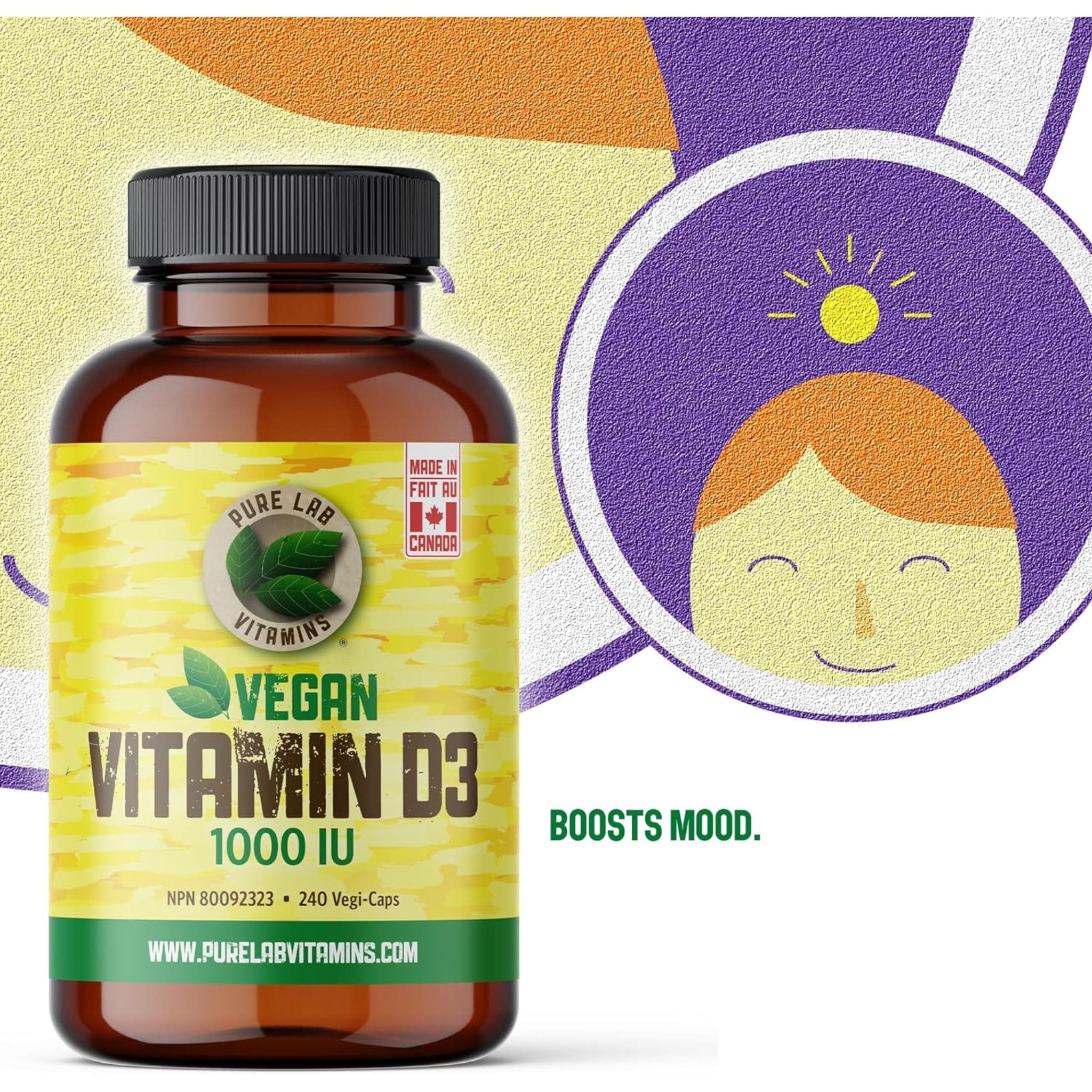 Pure Lab Vitamins Vegan Vitamins D3 1000IU, 240 Capsules - Image 7