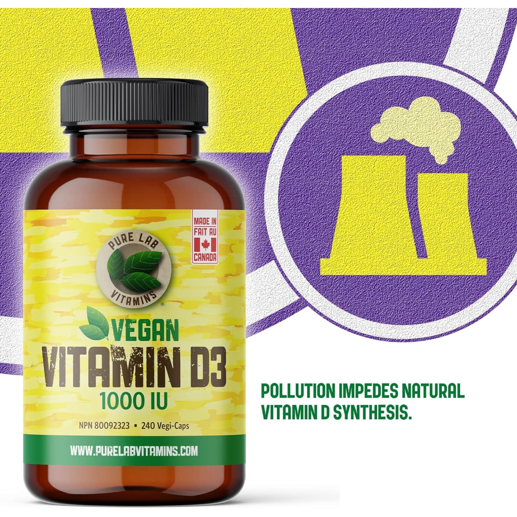 Pure Lab Vitamins Vegan Vitamins D3 1000IU, 240 Capsules - Image 8