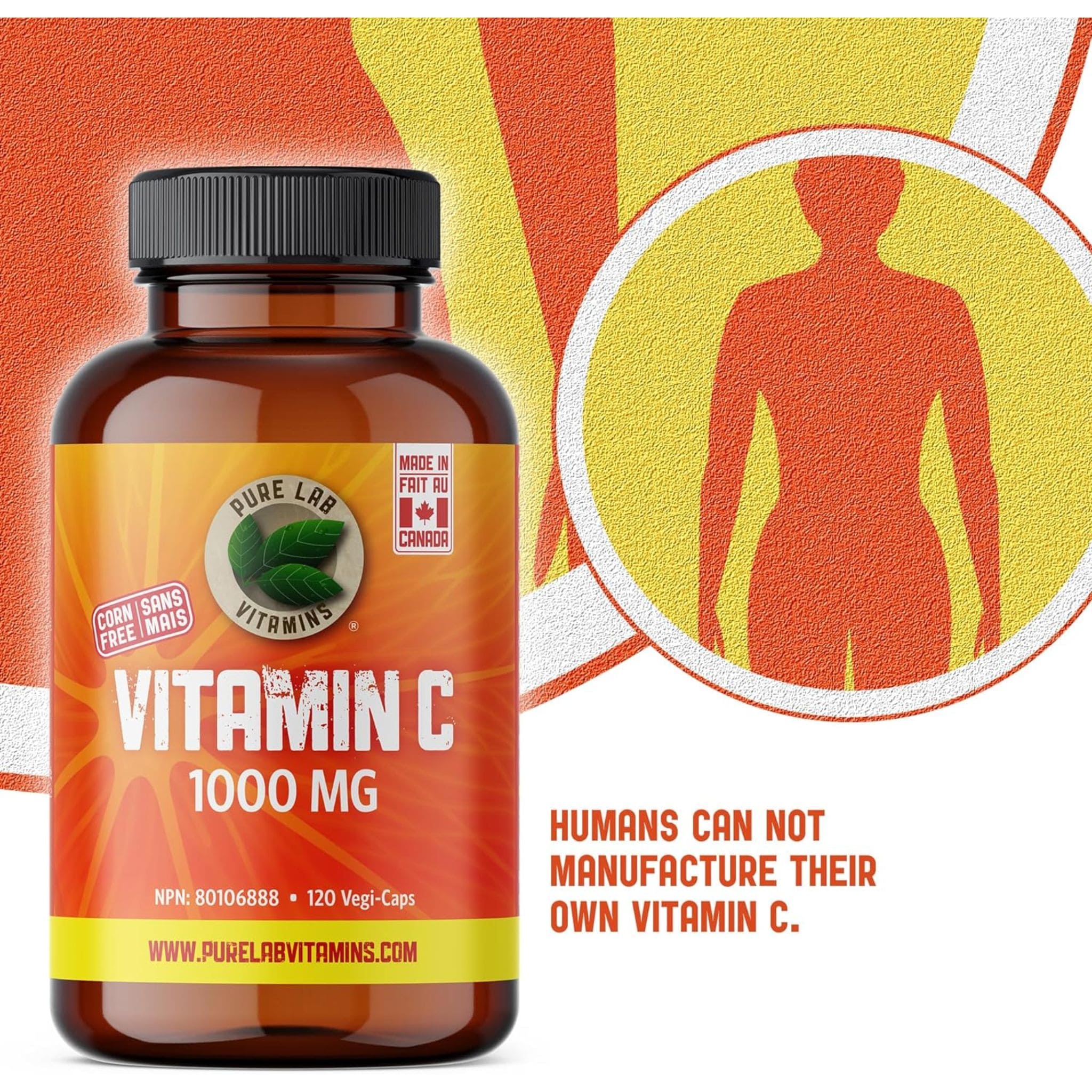 Pure Lab Vitamins Vitamin C 1000mg (Corn Free), 120 Capsules - Image 7