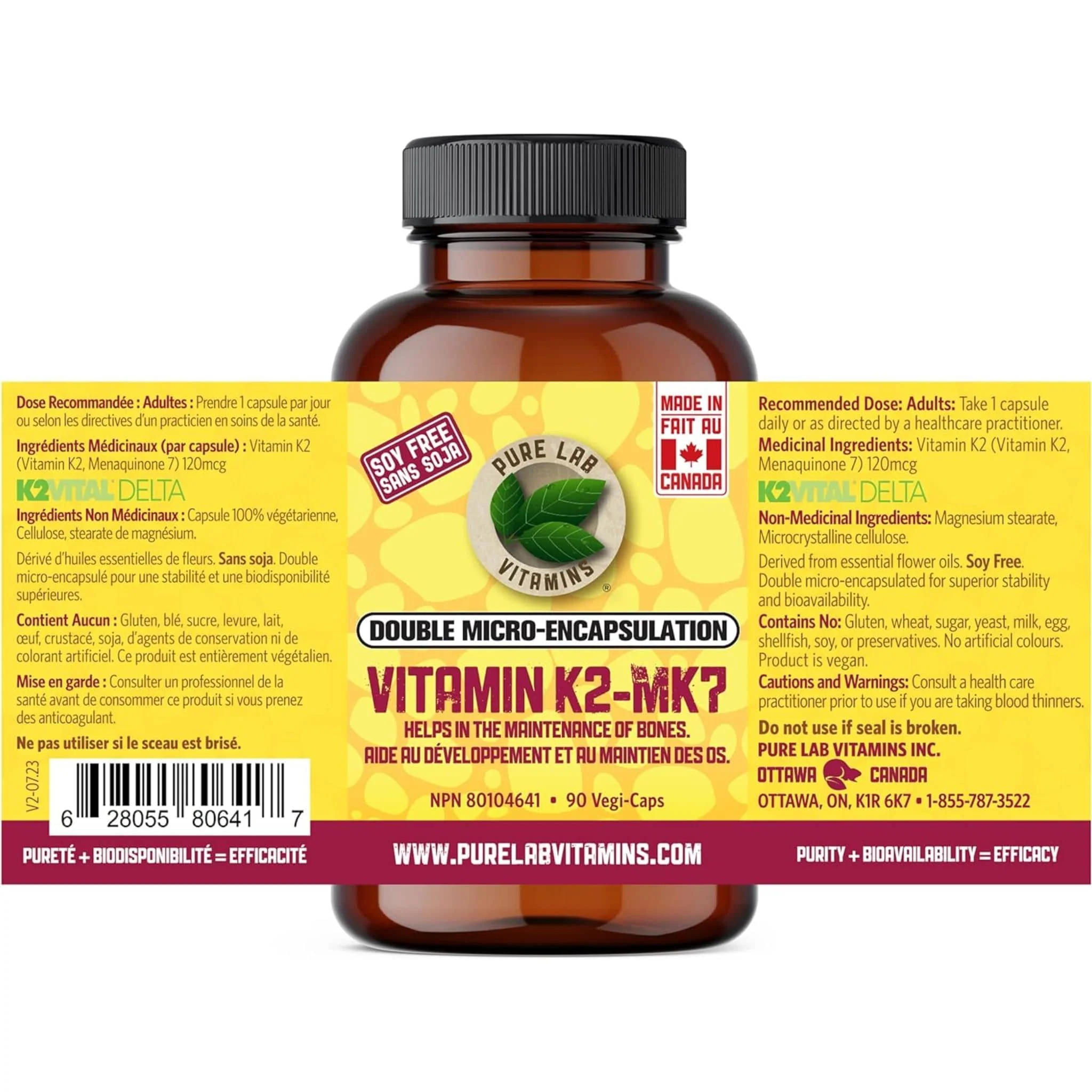Pure Lab Vitamins Vitamin K2 - MK7 120mcg (Soy free), 90 Capsules - Image 2