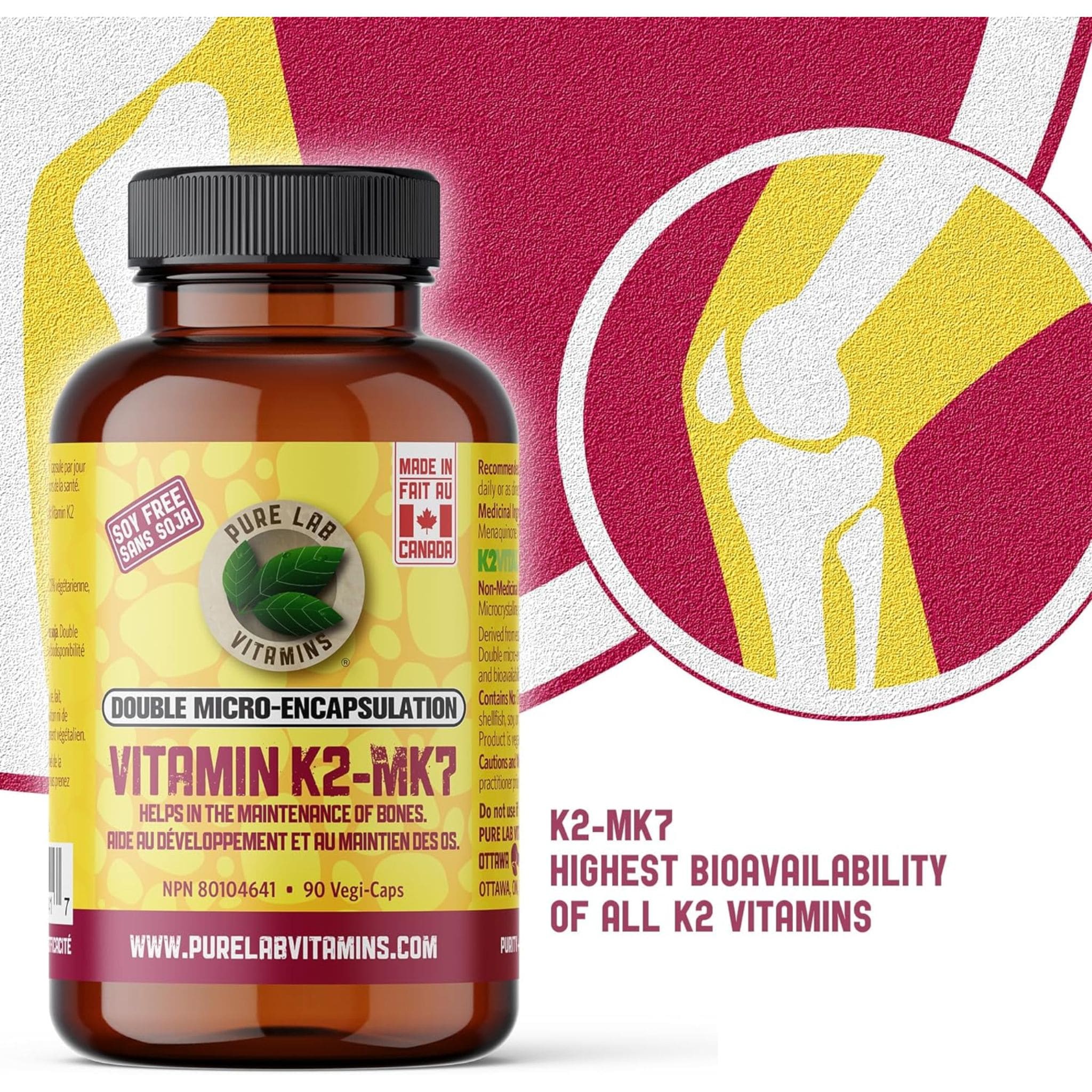 Pure Lab Vitamins Vitamin K2 - MK7 120mcg (Soy free), 90 Capsules - Image 5