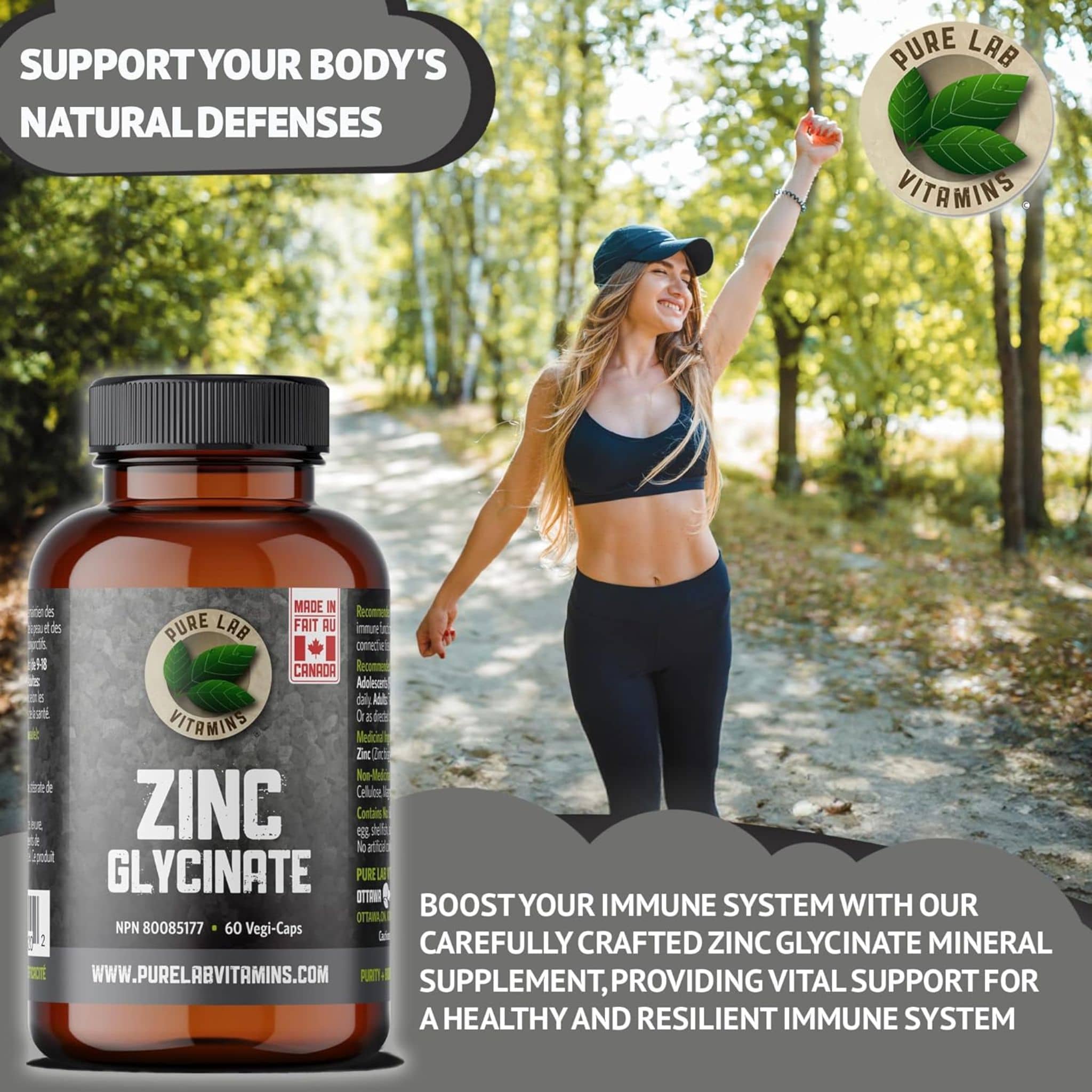 Pure Lab Vitamins Zinc Glycinate 23mg, 60 Capsules - Image 3