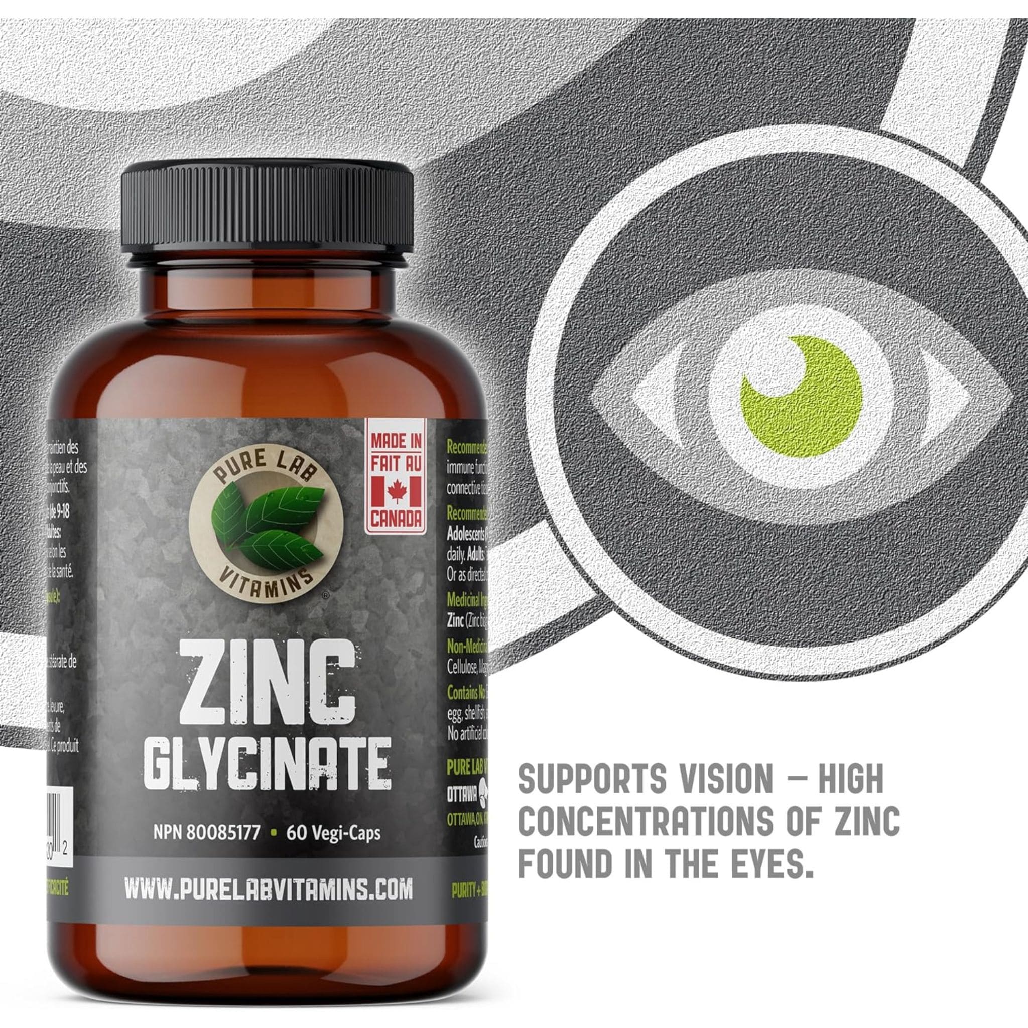 Pure Lab Vitamins Zinc Glycinate 23mg, 60 Capsules - Image 9