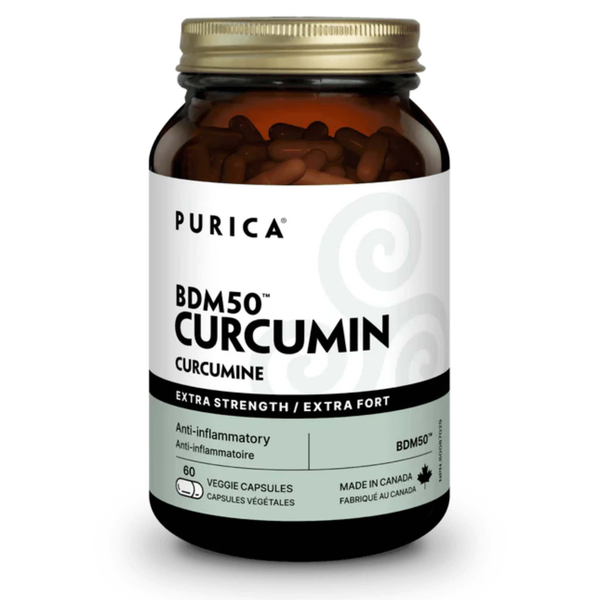 Purica Curucmin BDM50 Pro Strength, 50X Potency of Regular Curcumin Extract, 50% BDMC, 72 Vegetable Capsules BONUS SIZE