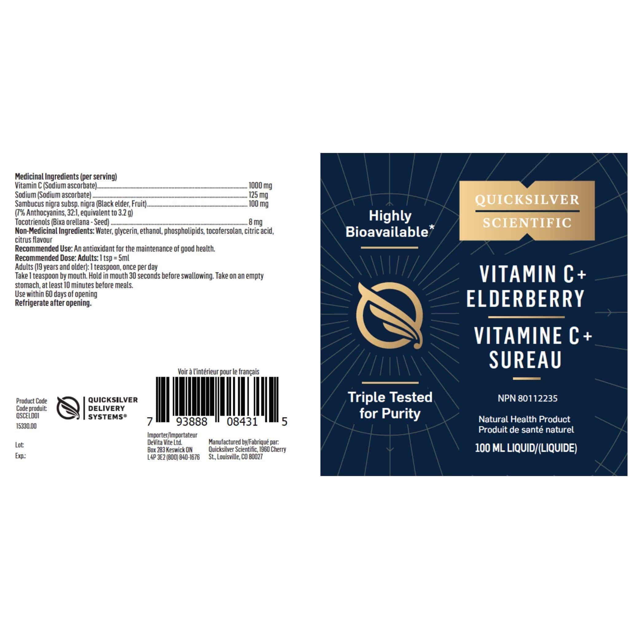 Quicksilver Scientific Vitamin C + Elderberry, Immune and Antioxidant Support, 100ml - Image 3