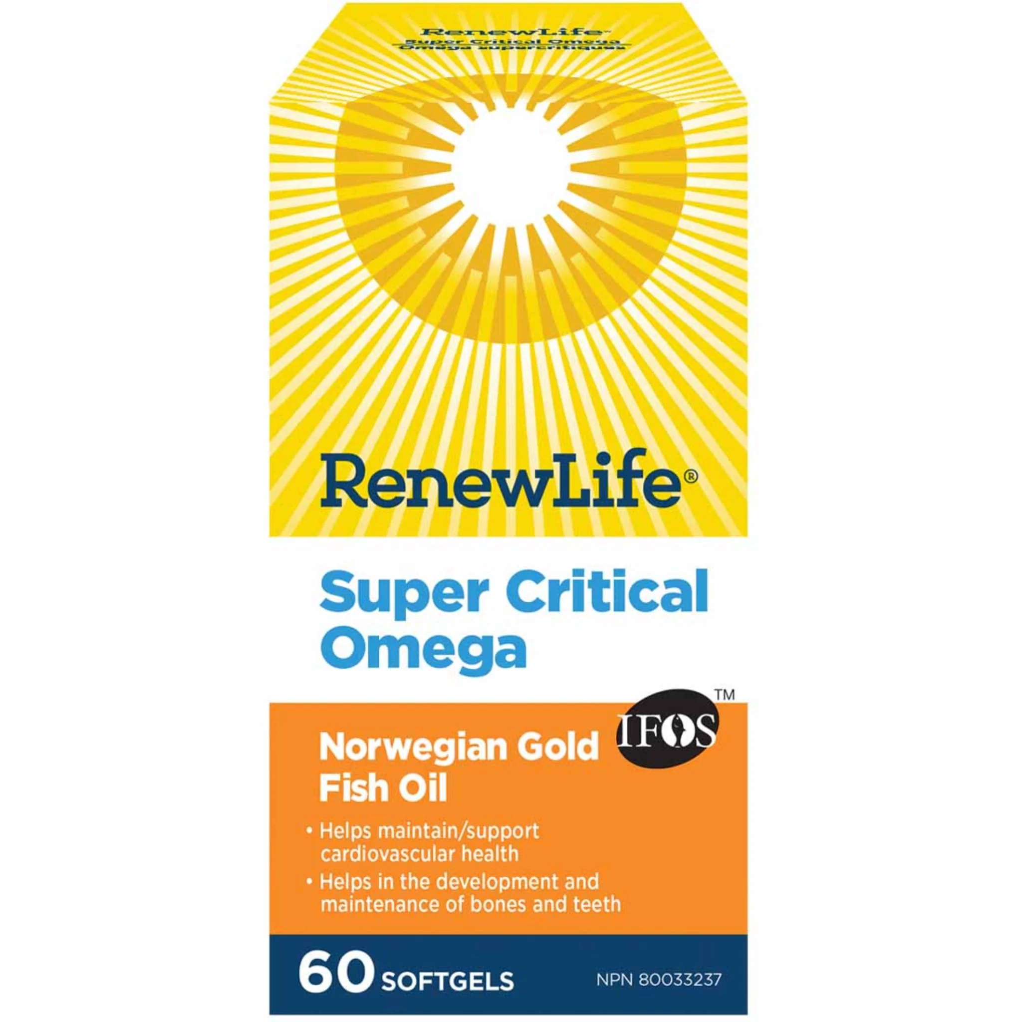 Renew Life Super Critical Omega, Norwegian Gold High Potency Fish Oil Softgels