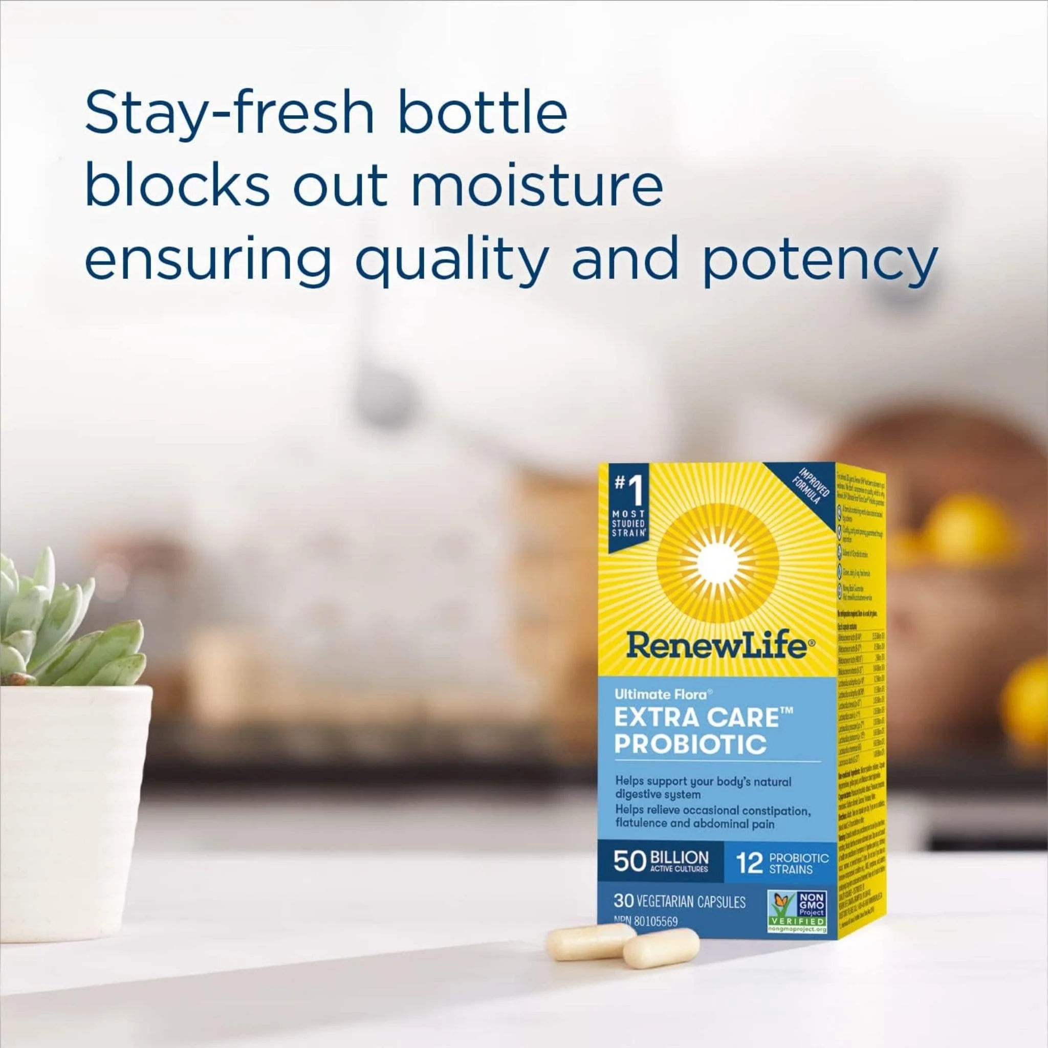 Renew Life Ultimate Flora Extra Care Probiotic 50 Billion Active Cultures, Shelf Stable, (Formerly Flora Critical Care Probiotic) - Image 4