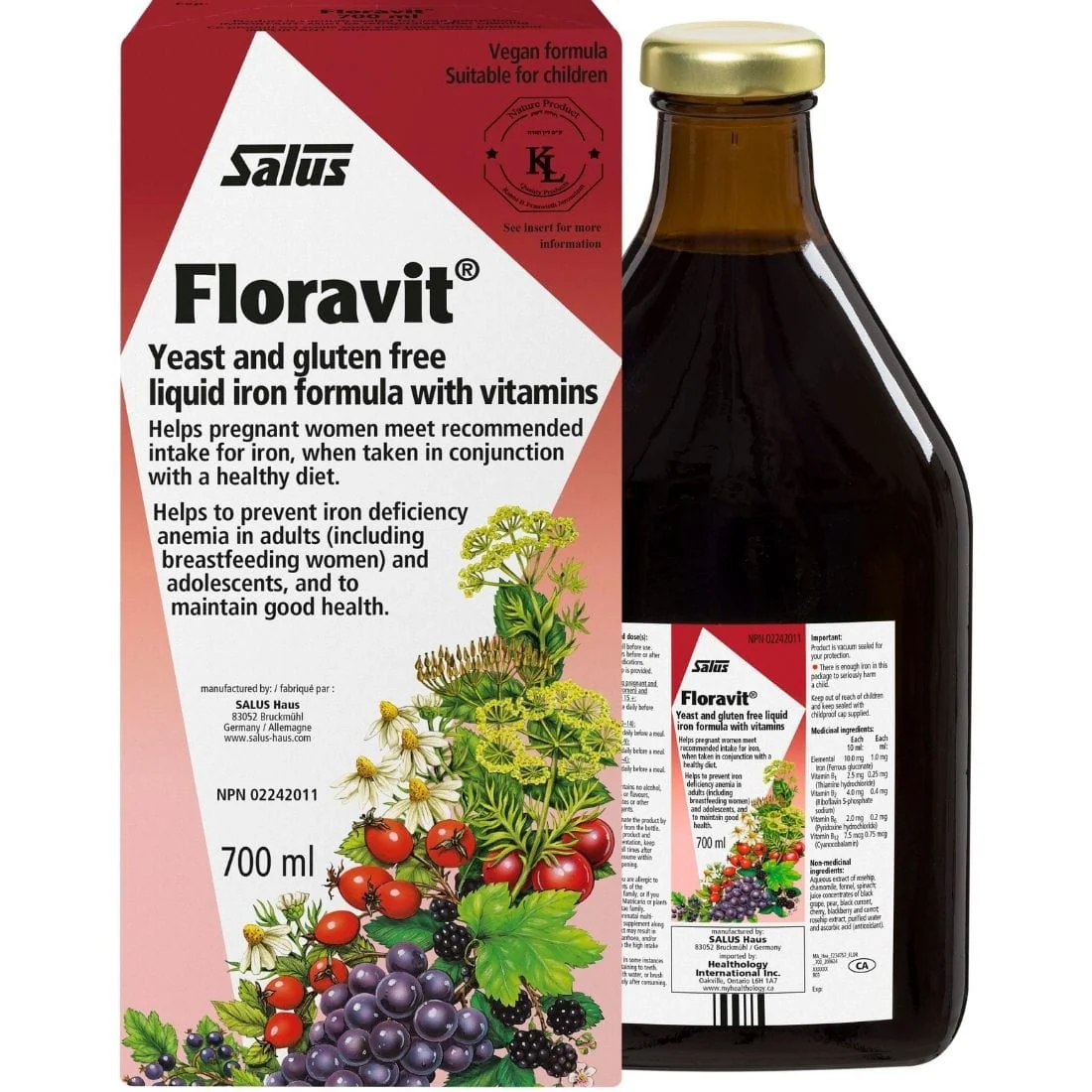 Salus Floravit Liquid Iron Supplement with Vitamins, Yeast Free, Gluten Free & Vegan