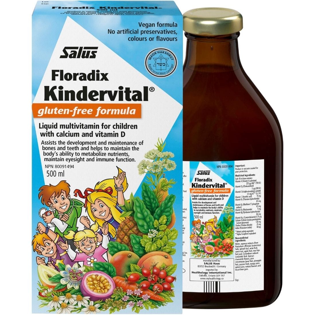 Salus Kindervital Liquid Multivitamin For Children. Delicious, Vegan and Gluten-Free
