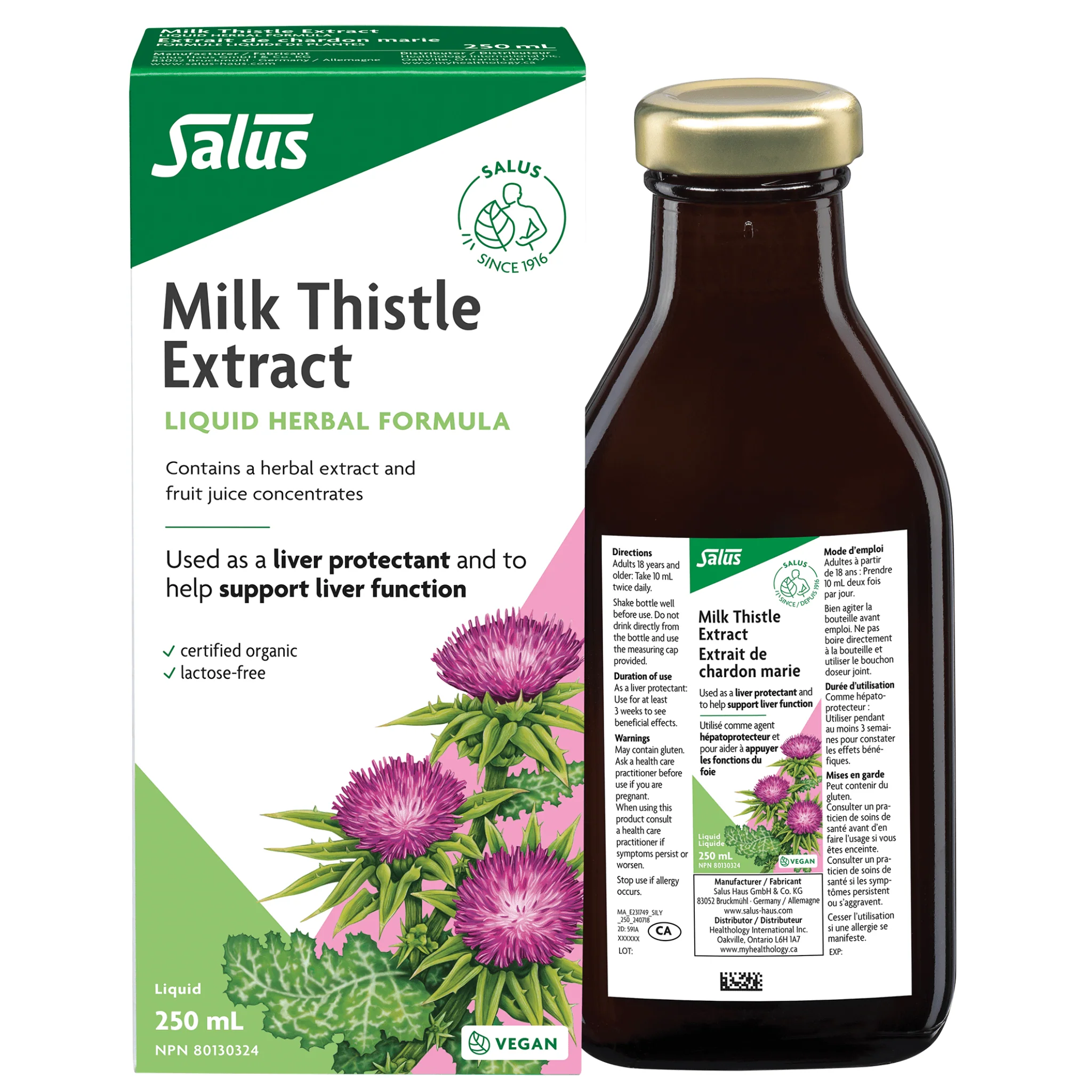 Salus Milk Thistle Liquid Extract, Supports Liver Health, Detoxification & Antioxidant Protection, 250-500ml