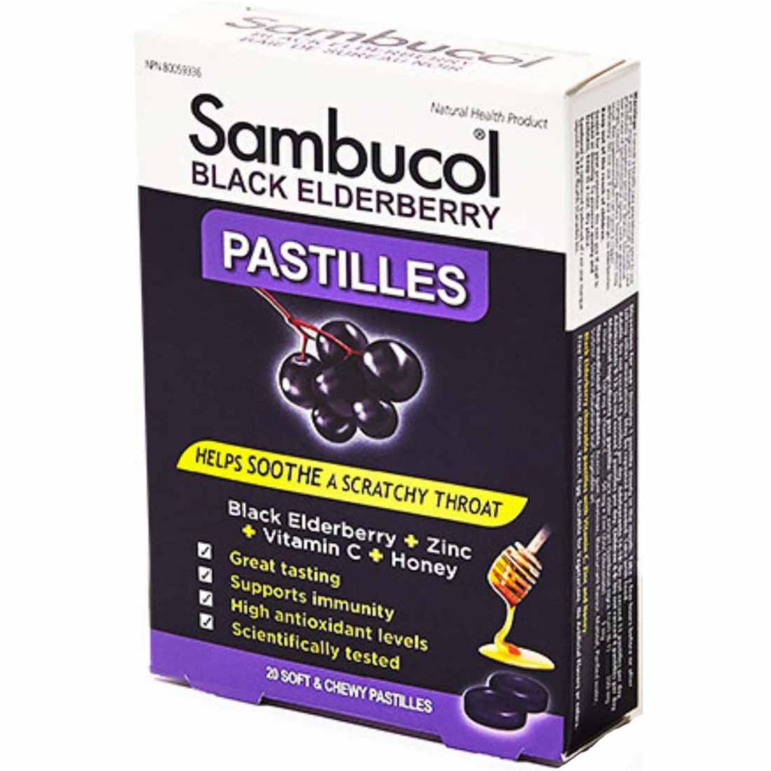 Sambucol Black Elderberry (Ages 4+), 20 Soft & Chewy Pastilles