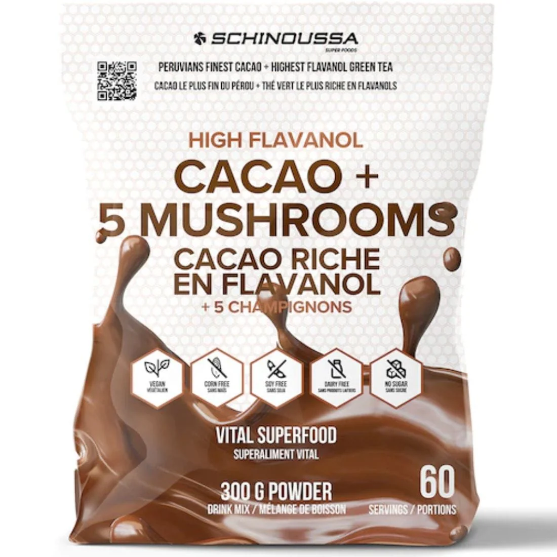 Schinoussa High Flavanol Cacao Plus 5 Mushrooms Vital Superfood, 300g