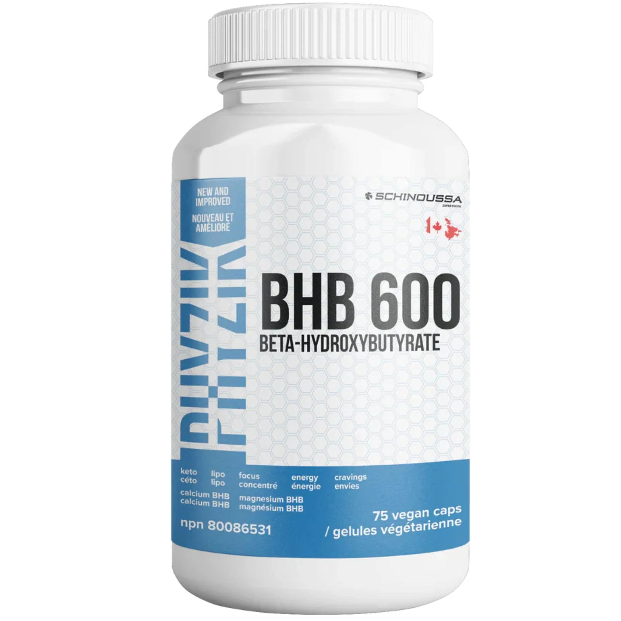 Schinoussa BHB 600 Beta-Hydroxybutyrate, 75 Vegetable Capsules