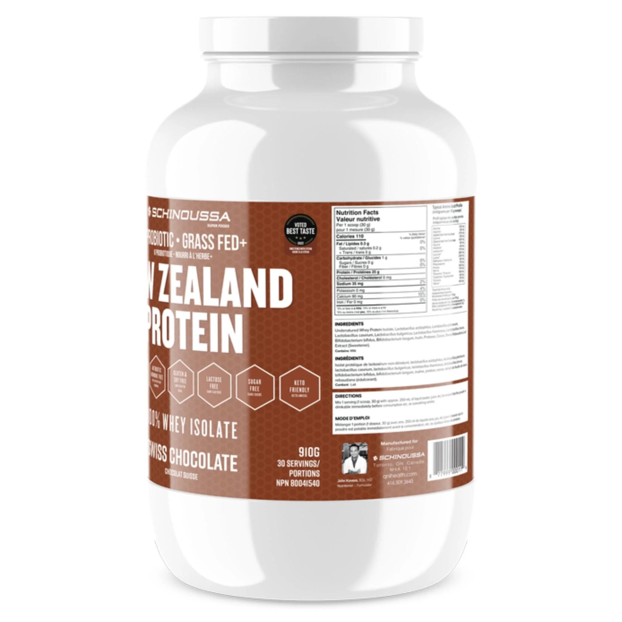 Schinoussa Probiotic Grass Fed New Zealand Protein 100% Whey Isolate Protein, 30 Servings - Image 11