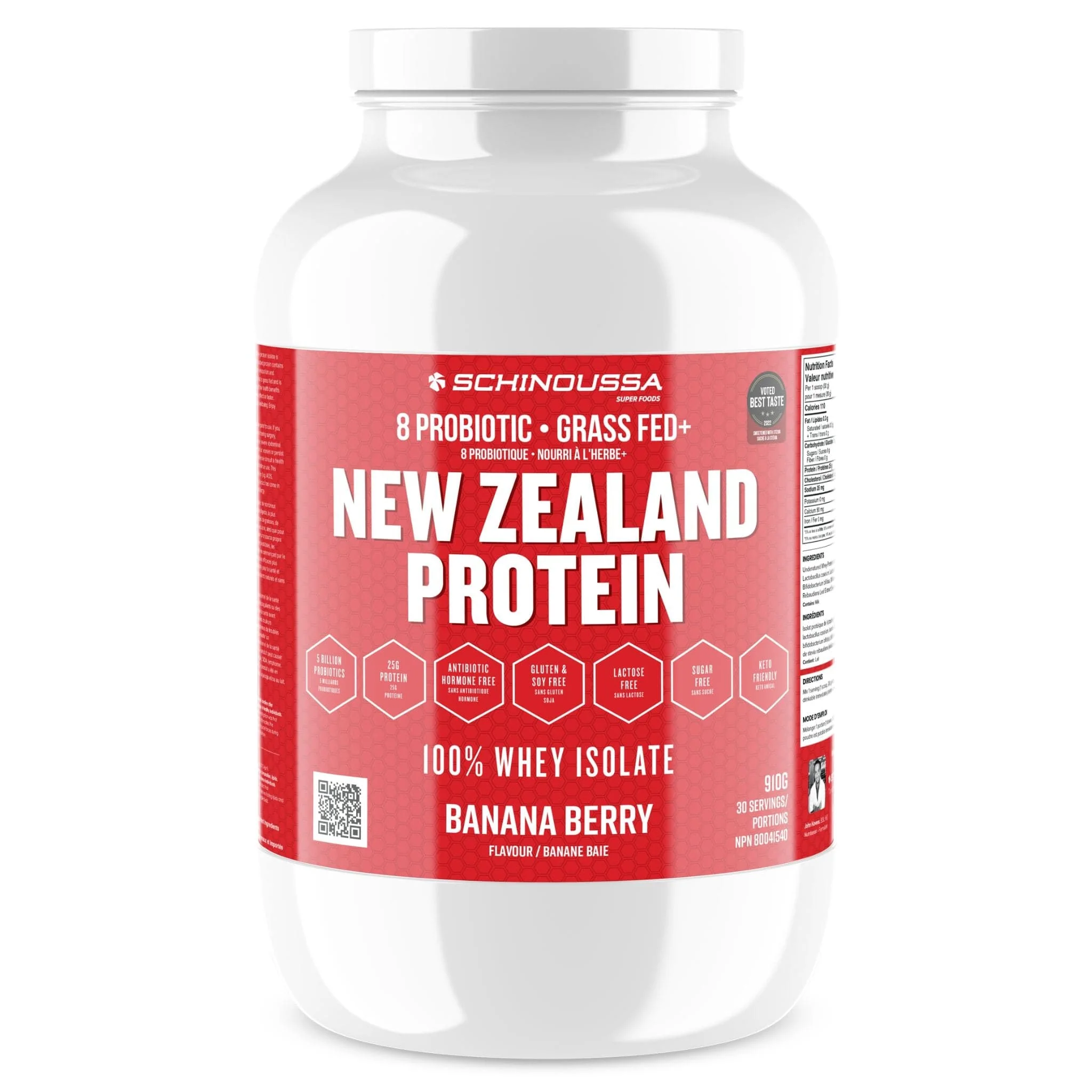 Schinoussa Probiotic Grass Fed New Zealand Protein 100% Whey Isolate Protein, 30 Servings - Image 7