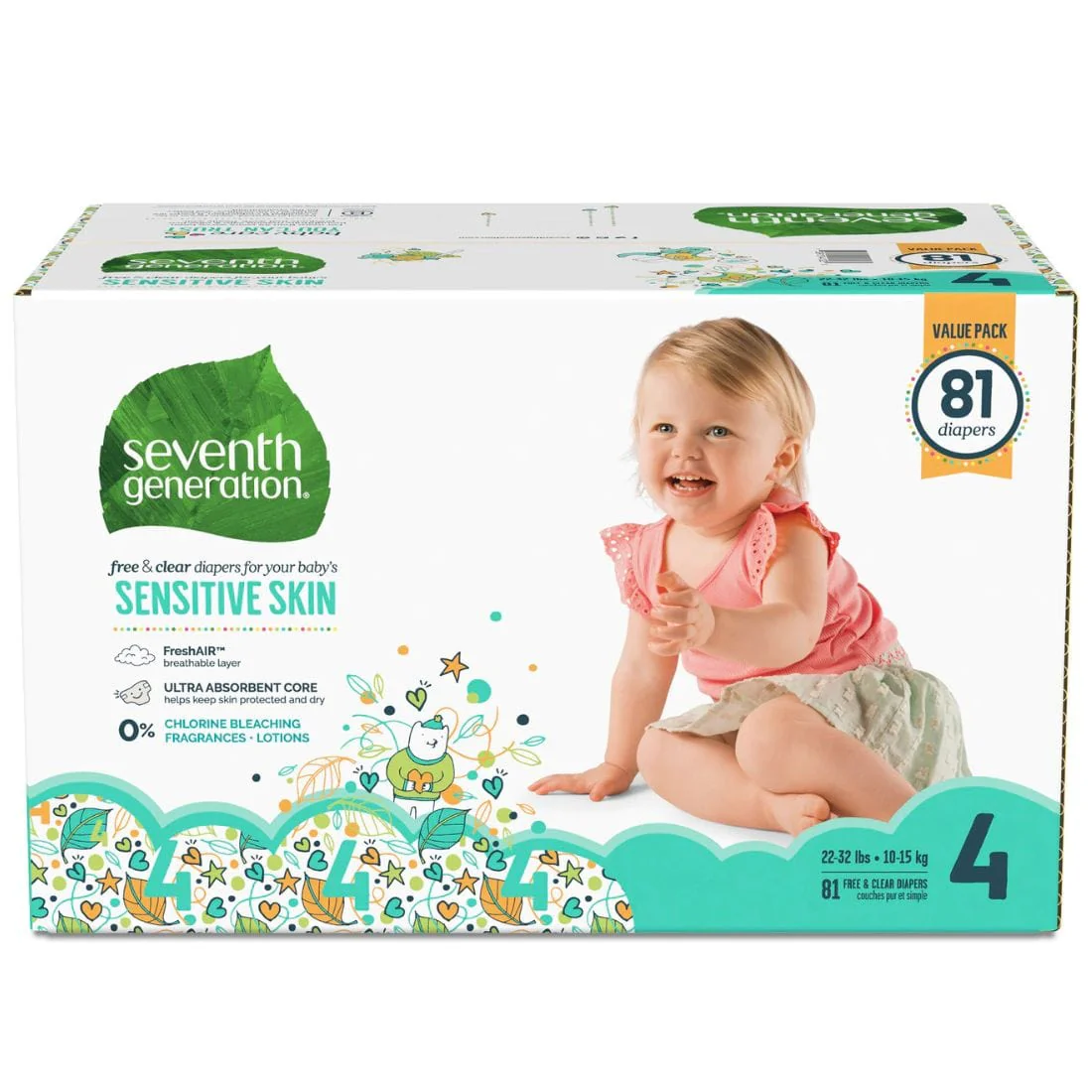 Seventh Generation Free & Clear Baby Diapers, Ultra Absorbent, Sizes 1-6, No chlorine bleaching, lotions or fragrances added - Image 9
