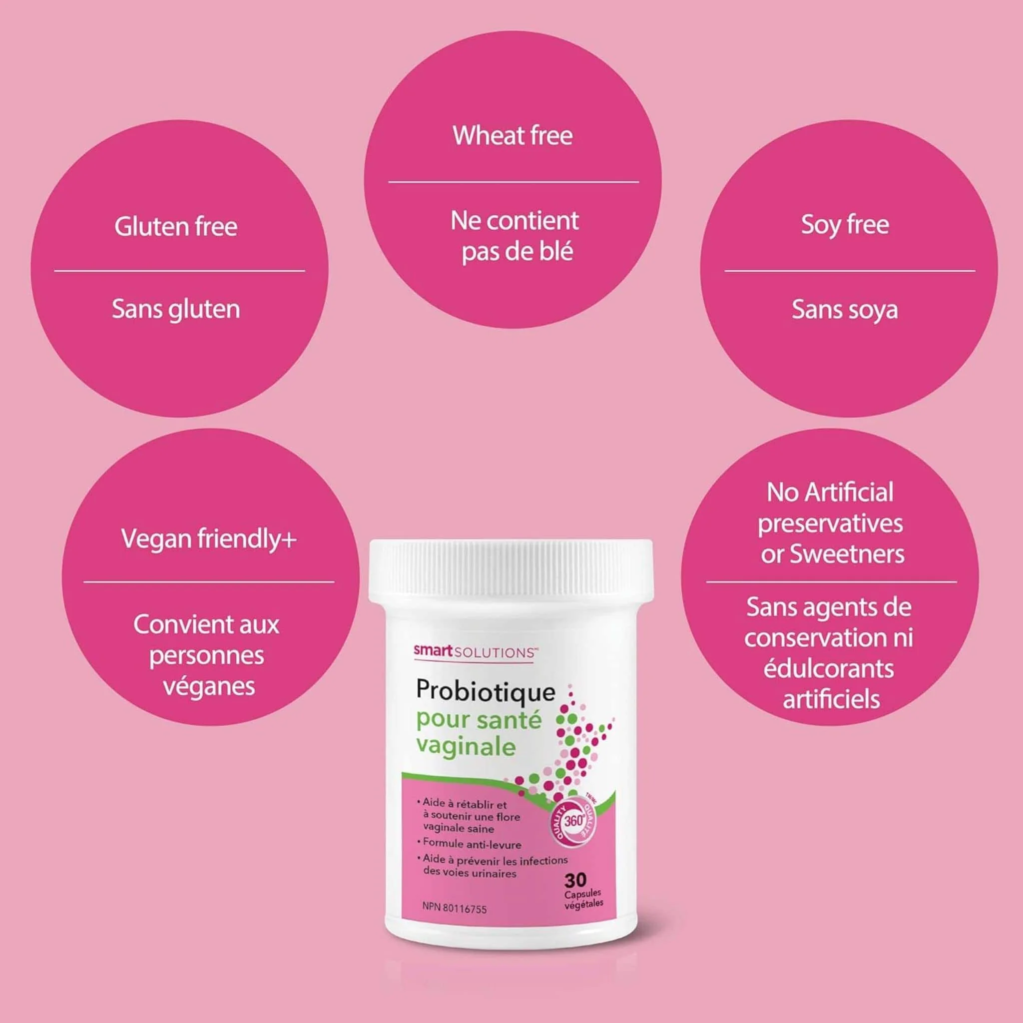 Smart Solutions Vaginal Health Probiotic With Cranberry, 30 Vegetable Capsules - Image 6