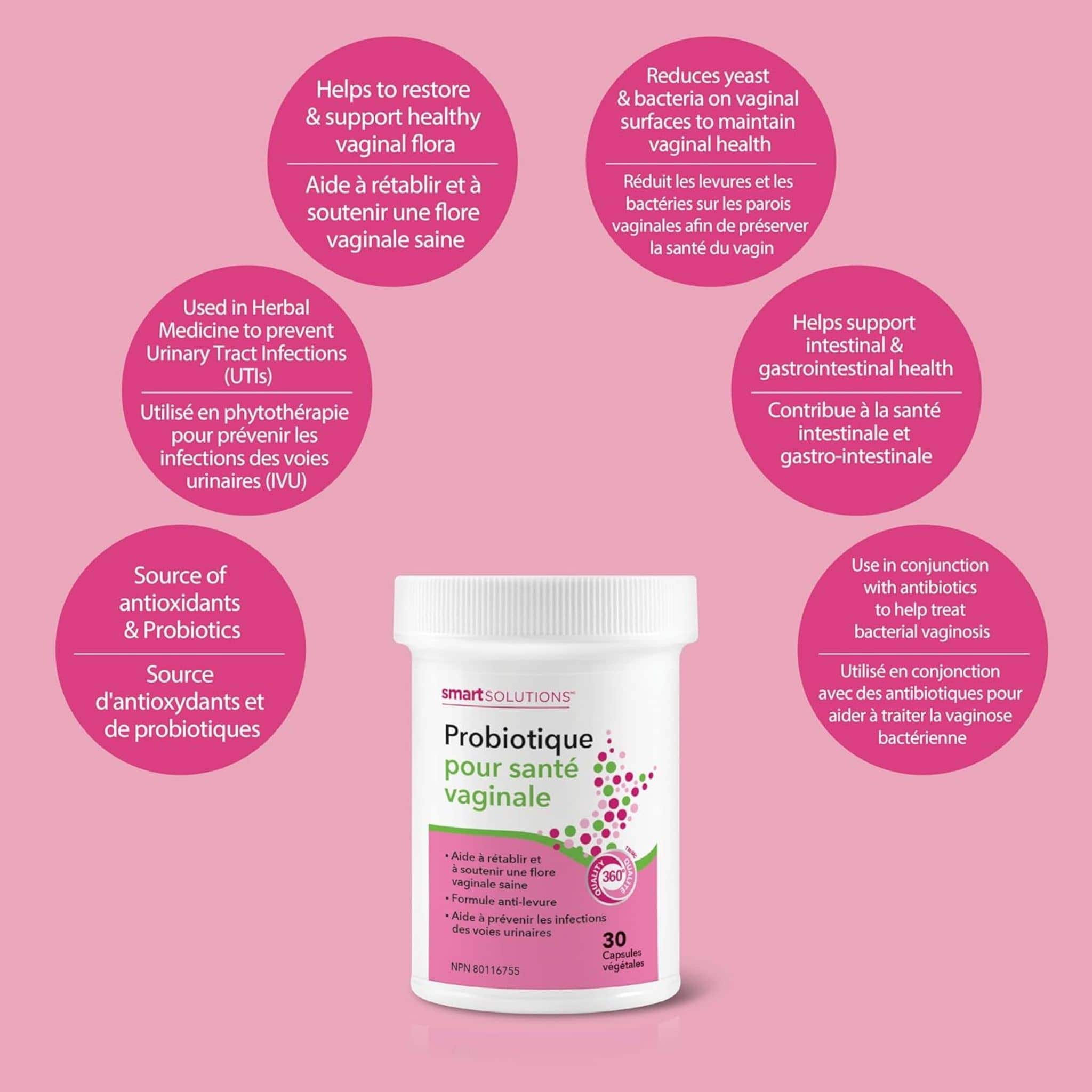 Smart Solutions Vaginal Health Probiotic With Cranberry, 30 Vegetable Capsules - Image 7