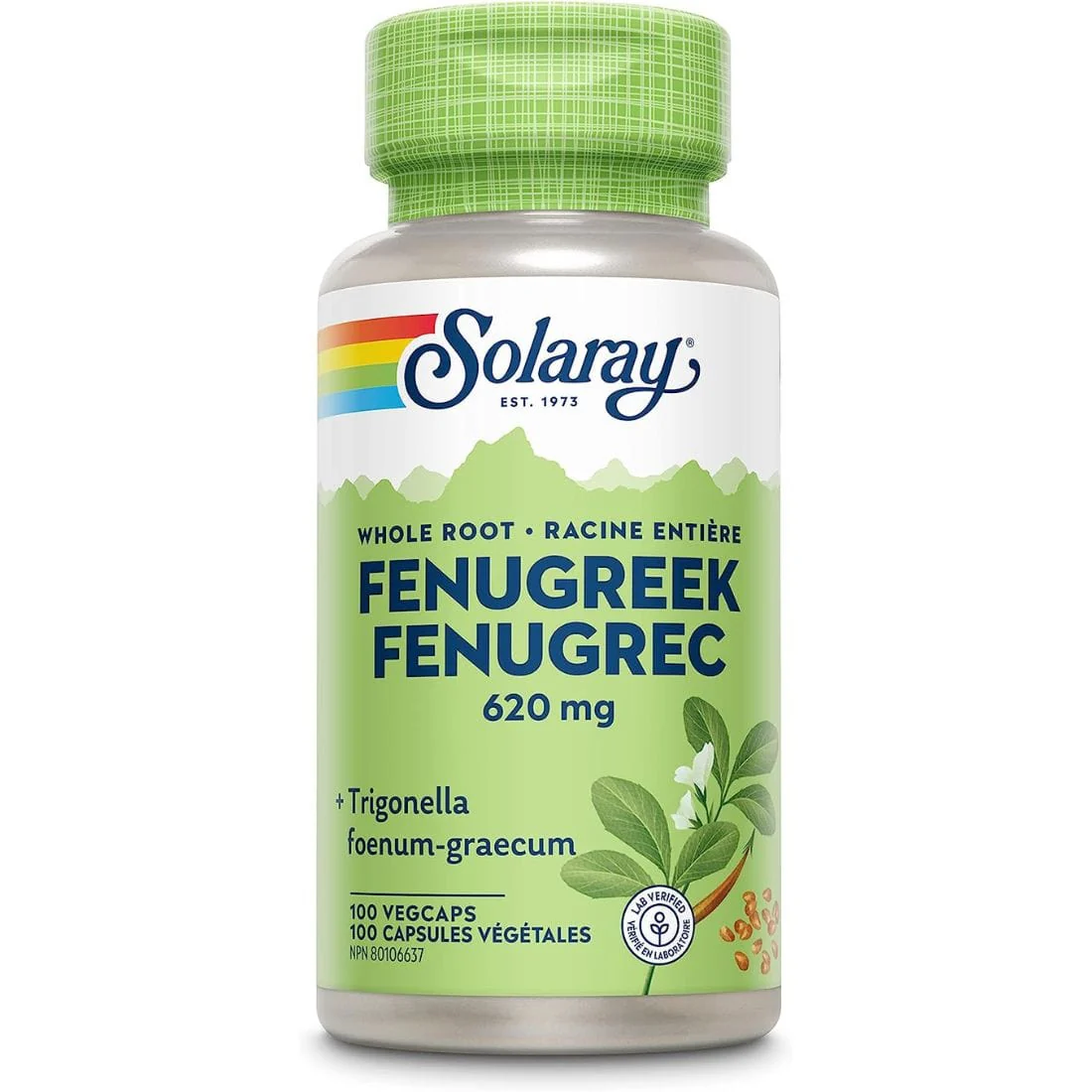 Solaray Fenugreek Whole Root 620mg, 100 Vegetable Capsules