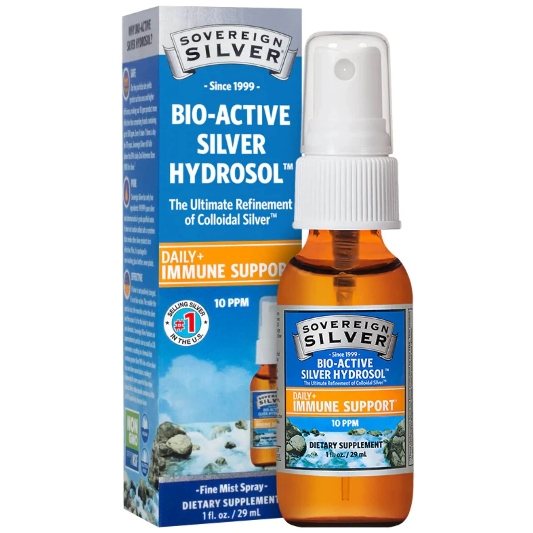 Sovereign Silver Bio-Active Silver Hydrosol for Immune Support, Fine Mist Throat Spray, 29ml