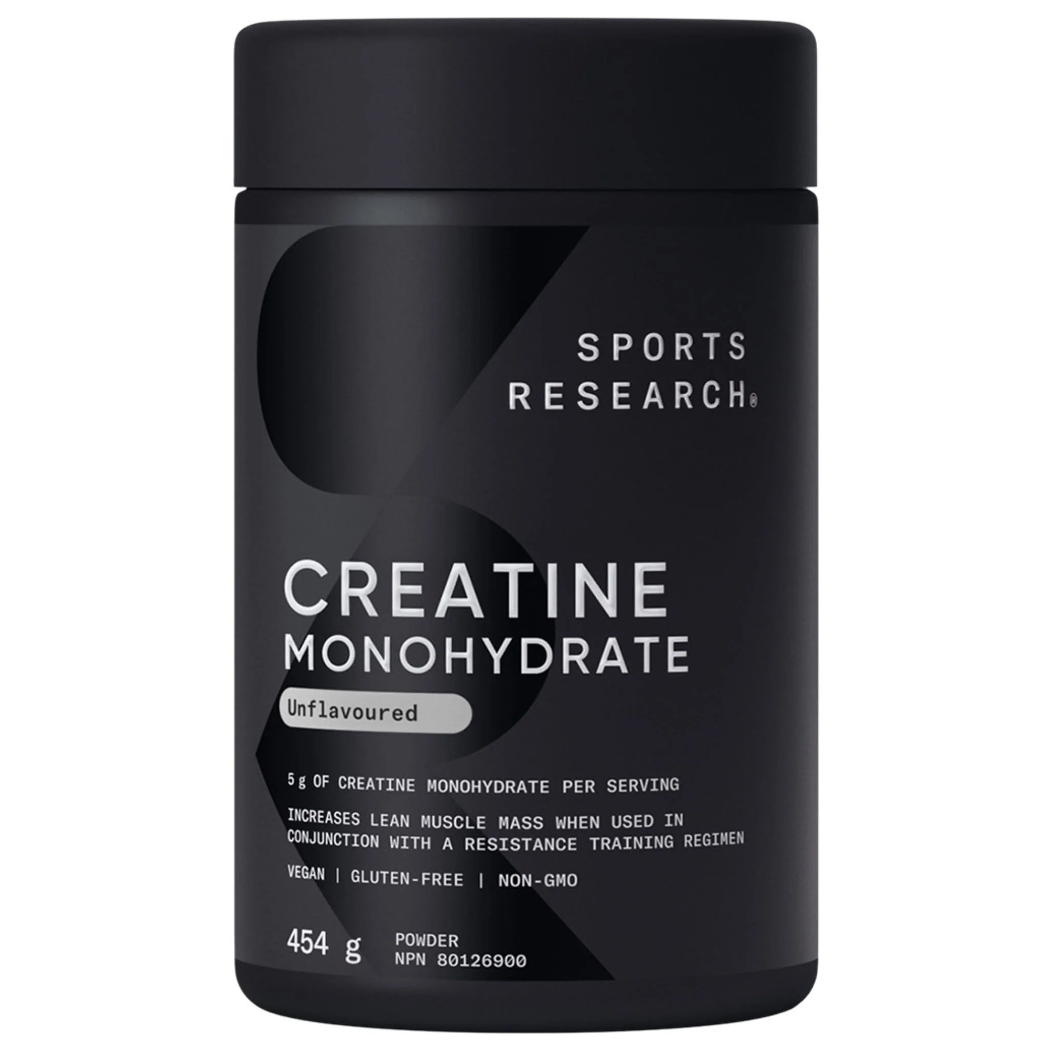 Sports Research Creatine Monohydrate 5g Powder, Micronized, Vegan, Non-GMO, Helps to Enhance Strength, Power and Recovery for Lean Muscle Growth, 454g