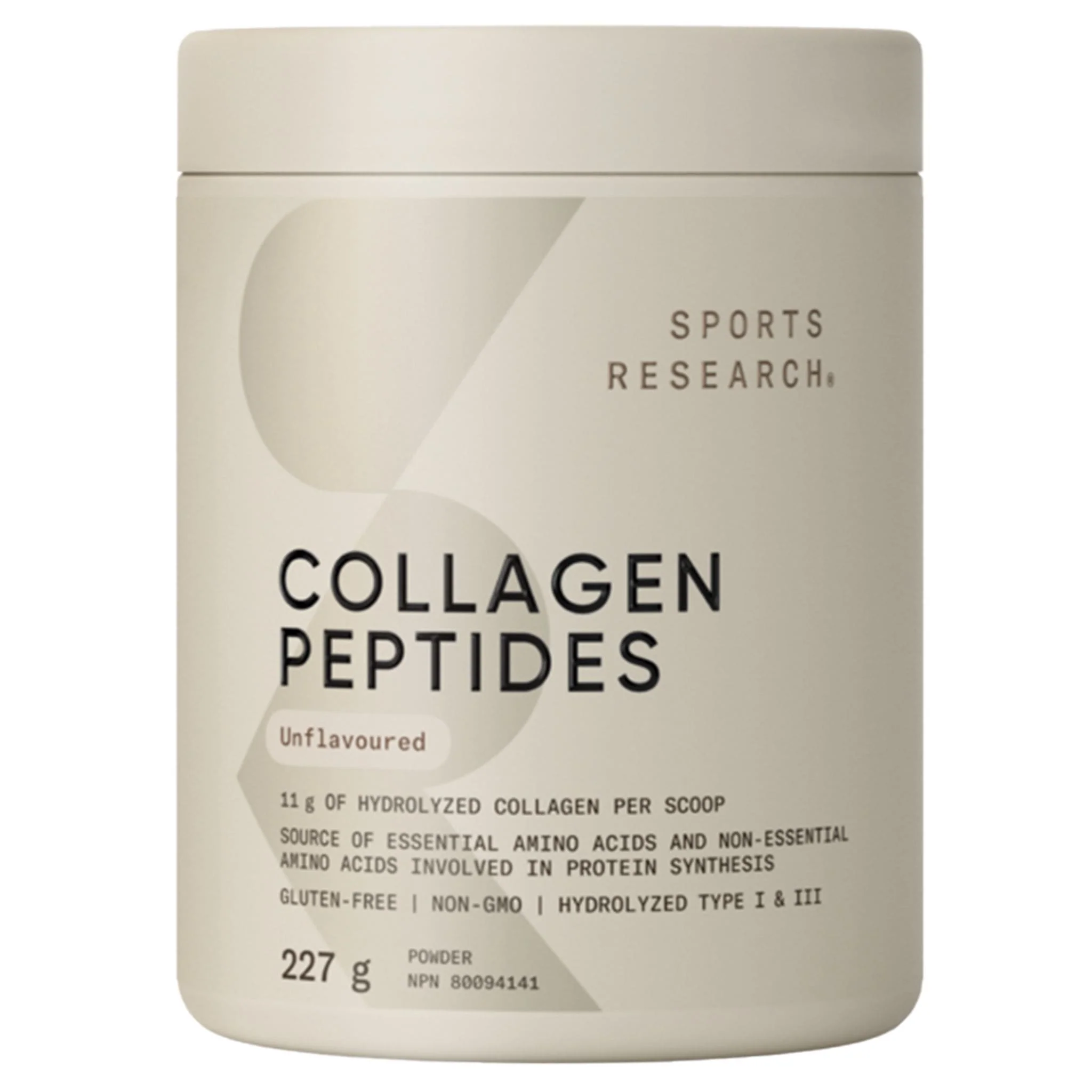 Sports Research Organic Collagen Peptides Powder, 11g of Hydrolyzed Collagen, 227g-256g