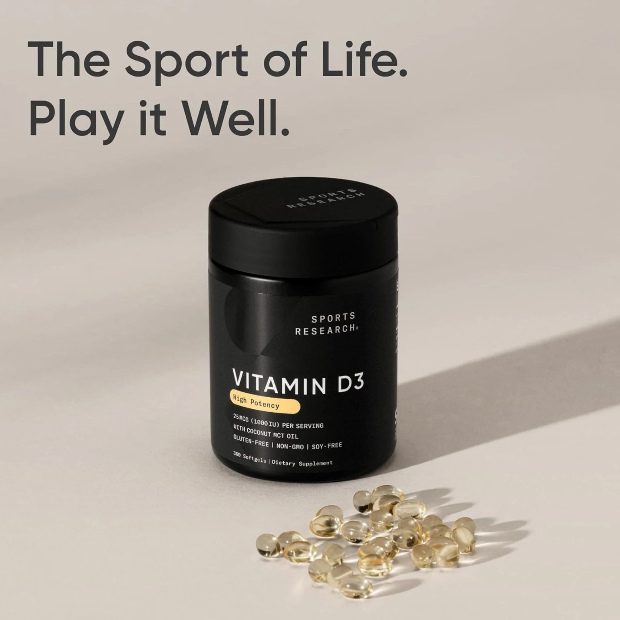 Sports Research Vitamin D3 2500IU with Coconut MCT Oil, Extra Strength, 240 Softgels - Image 4