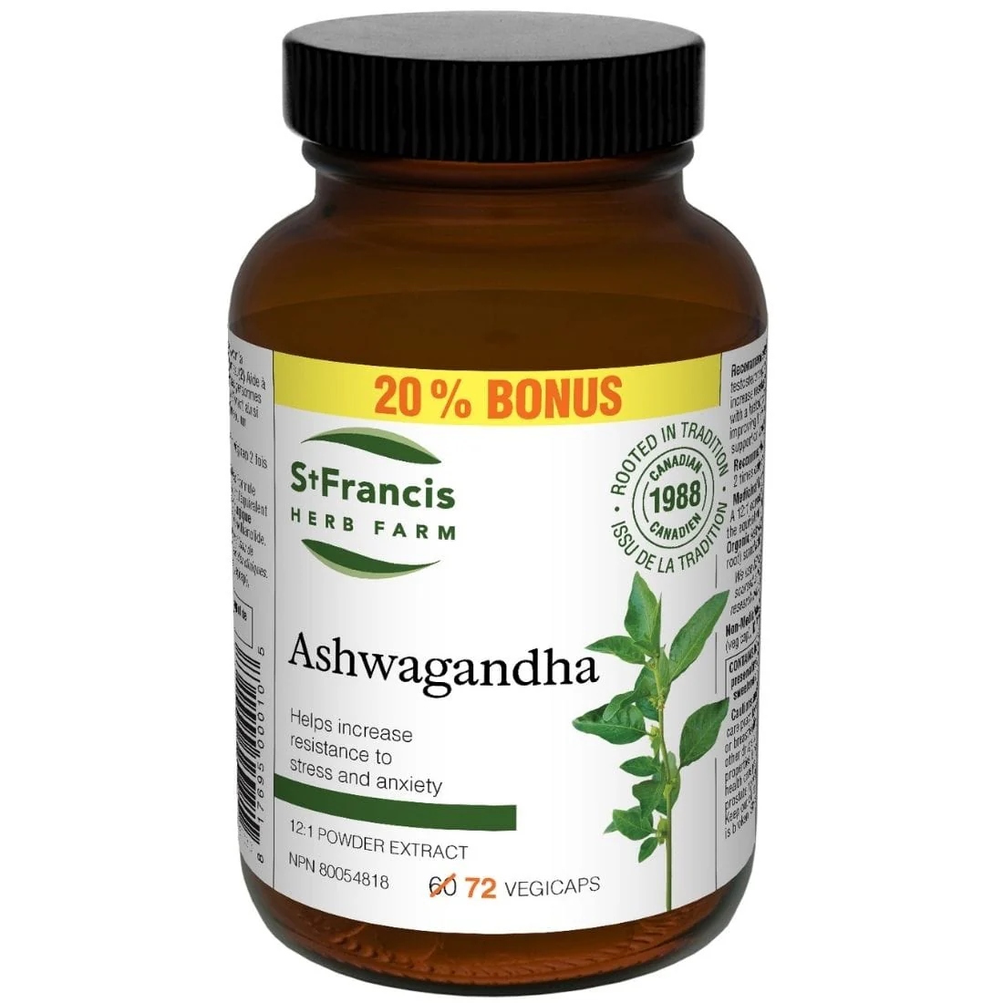 St. Francis Ashwagandha Capsules 300mg, KSM-66 Ashwagandha 12:1 Extract, Support for Anxiety, Nervousness, Insomnia - Image 3