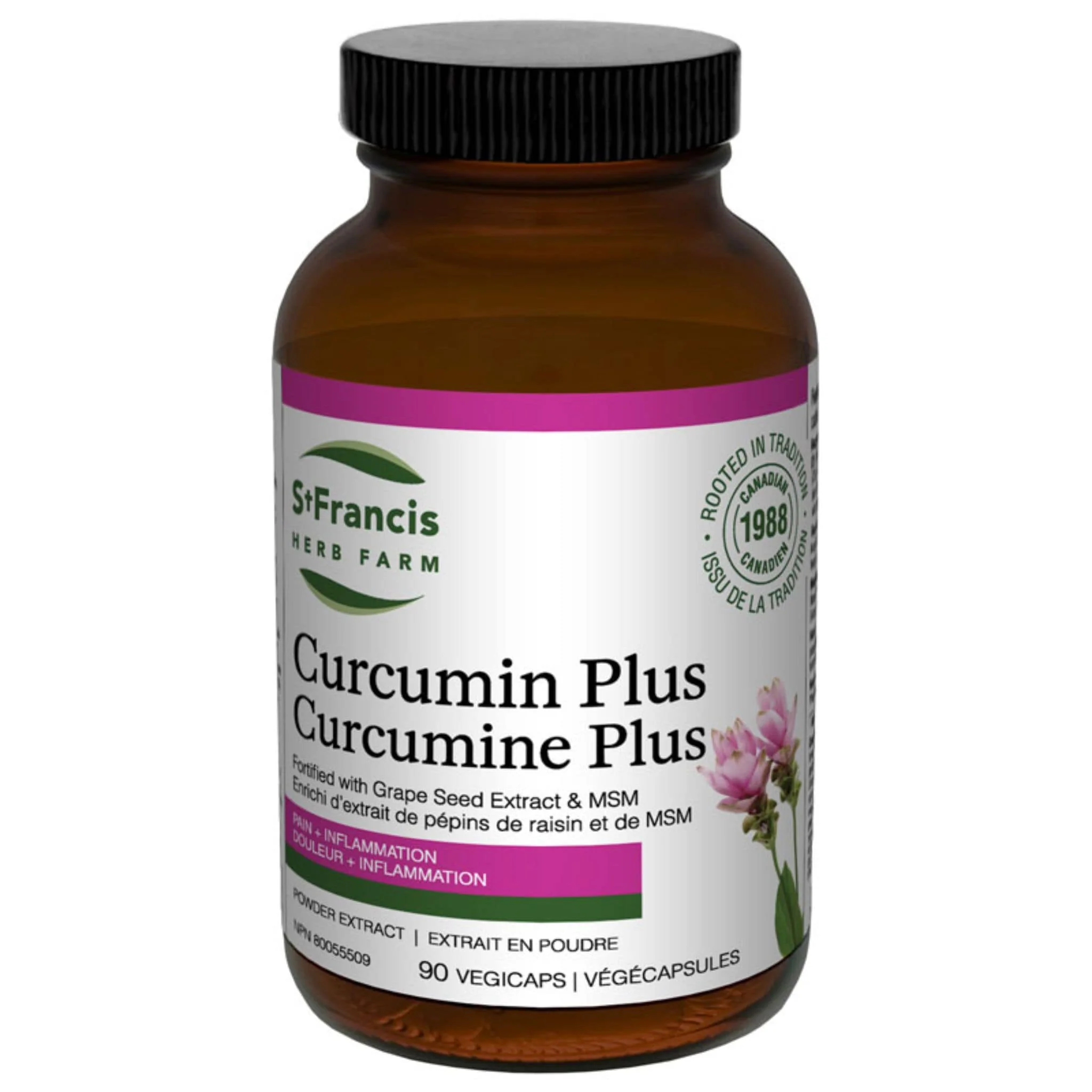 St. Francis Curcumin Plus with Grape Seed Extract and MSM, Helps to Relieve Joint Pain Associated with Osteoarthritis, 90 Vegetable Capsules