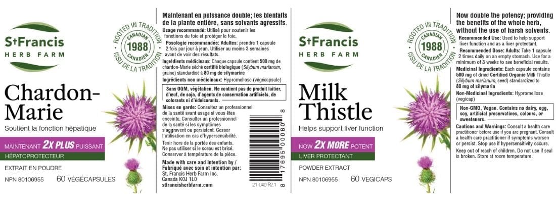 St. Francis Milk Thistle 500mg, 2X More Potent, 60 Capsules - Image 2