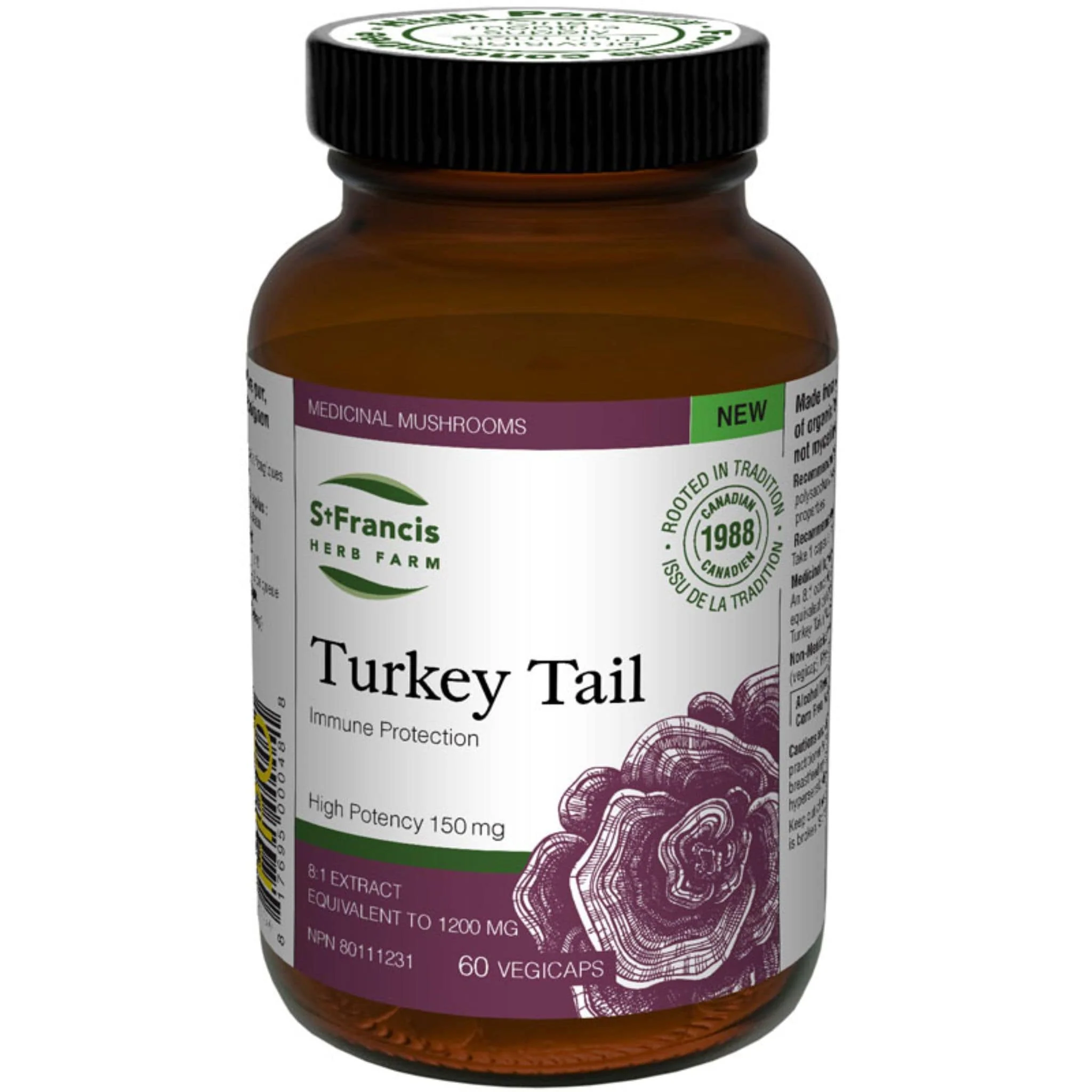 St. Francis Turkey Tail Mushroom, Helps to Strengthen Immune System, 60 Vegetable Capsules