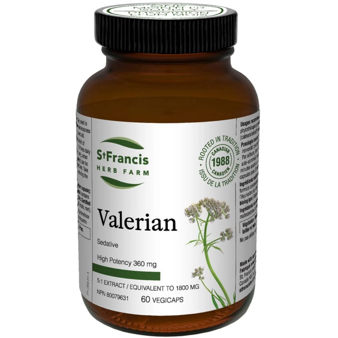 St. Francis Valerian 360mg, High Potency 5:1 Extract, Supports Individuals with Nervousness, restlessness, and insomnia, Capsules