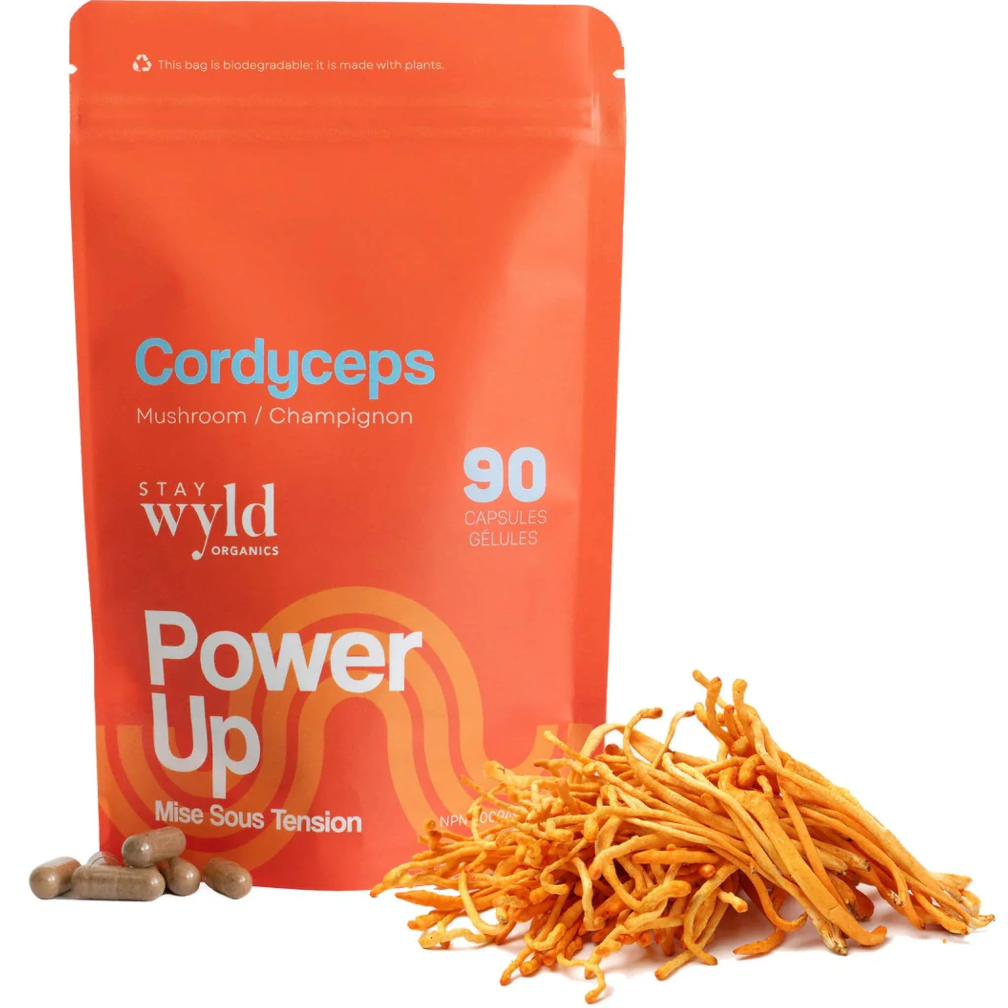 Stay Wyld Organics Cordyceps Power Up (Energy, Performance & Libido), 90 Capsules