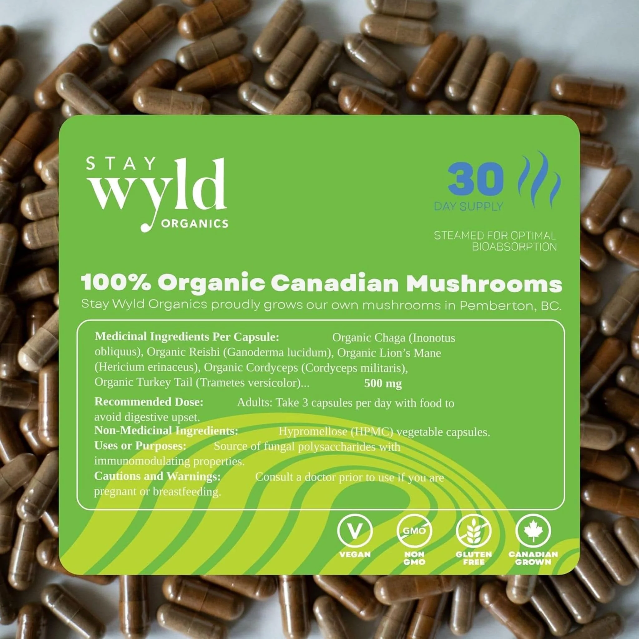 Stay Wyld Organics Daily Defend (Formerly Daily Immunity) Mushroom Blend, 90 Capsules - Image 6