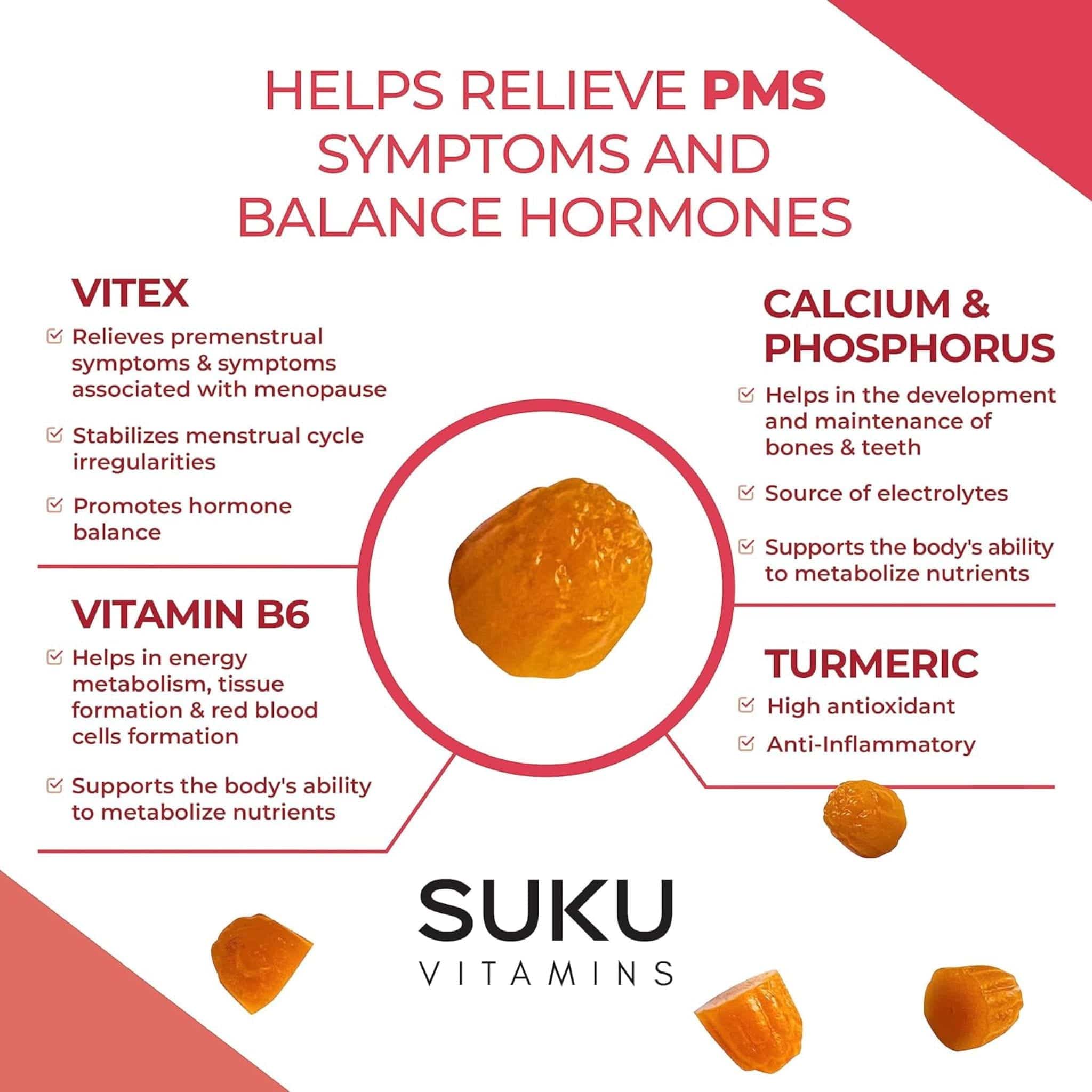 SUKU Vitamins Hormone Hero Gummies, Help Stabilize Menstrual Cycles and Relieve Premenstrual Symptoms, 60 Vegan Gummies - Image 7